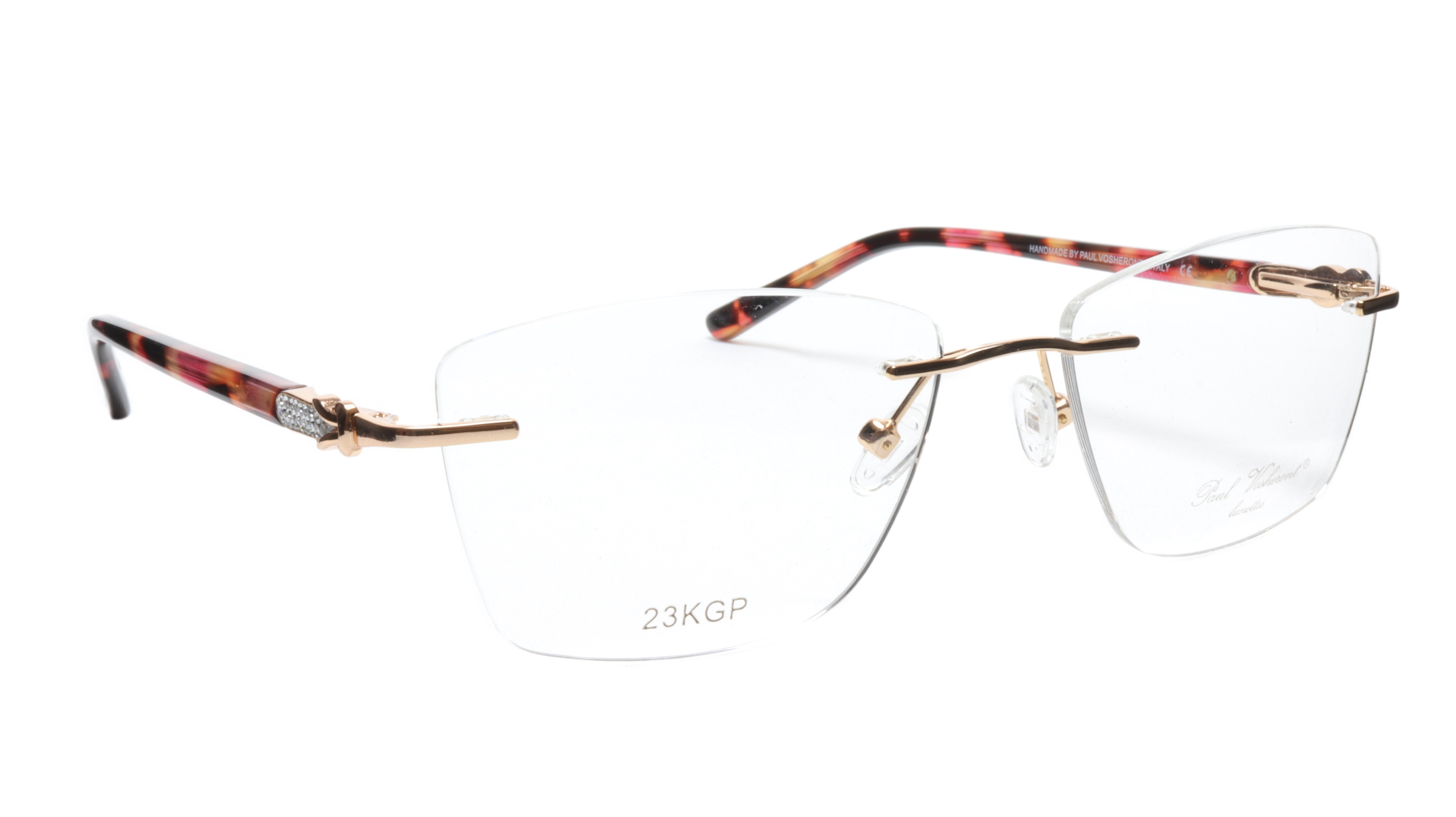 Paul Vosheront 23K Gold Plated Rimless Eyeglasses - Luxury Bling Reading Glasses for Women & Men - Perfect for Office, Reading & Fashion Accessories