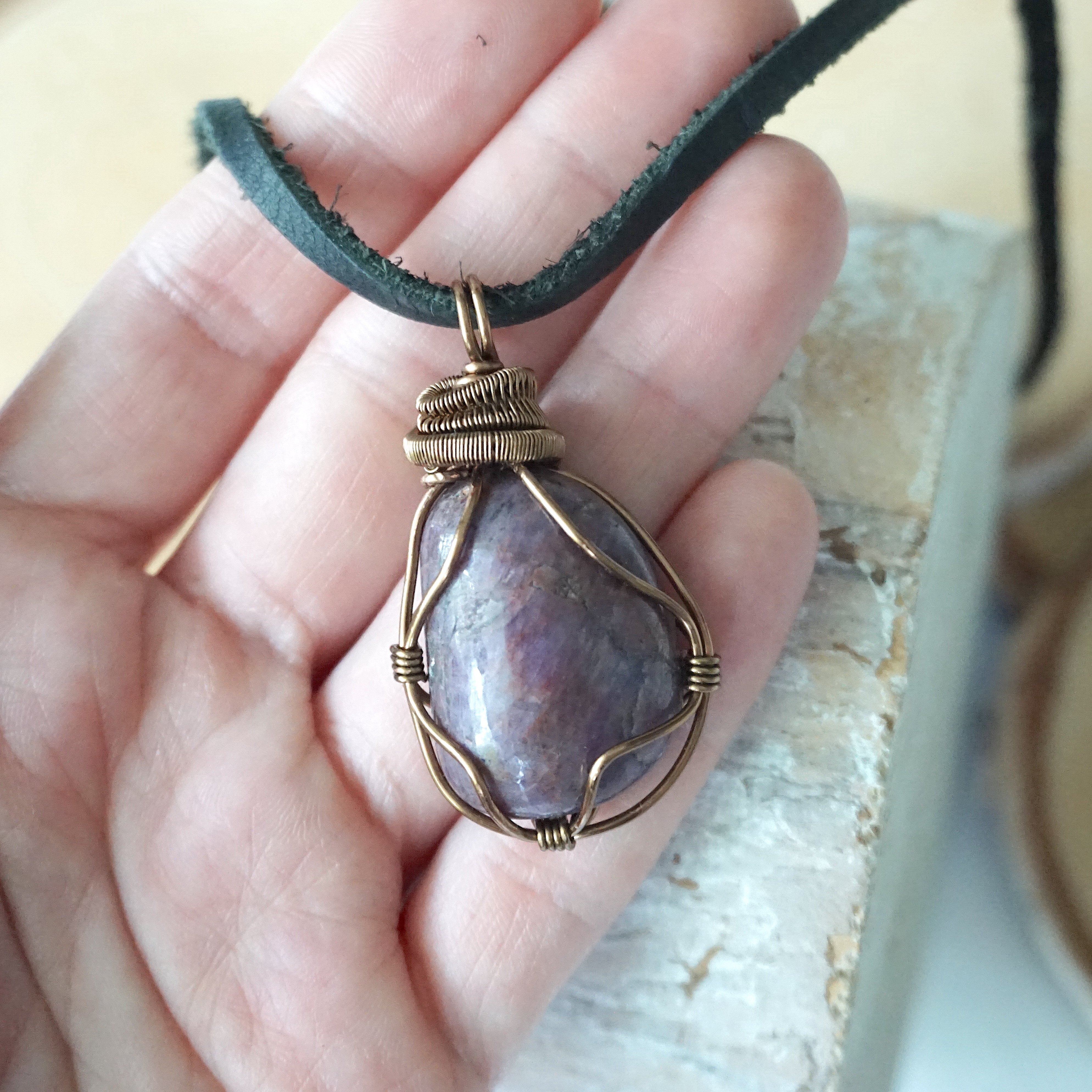 Antique Bronze Men's Ruby Pendant Necklace with Black Leather Cord - Perfect for Gifts, Weddings & Everyday Wear