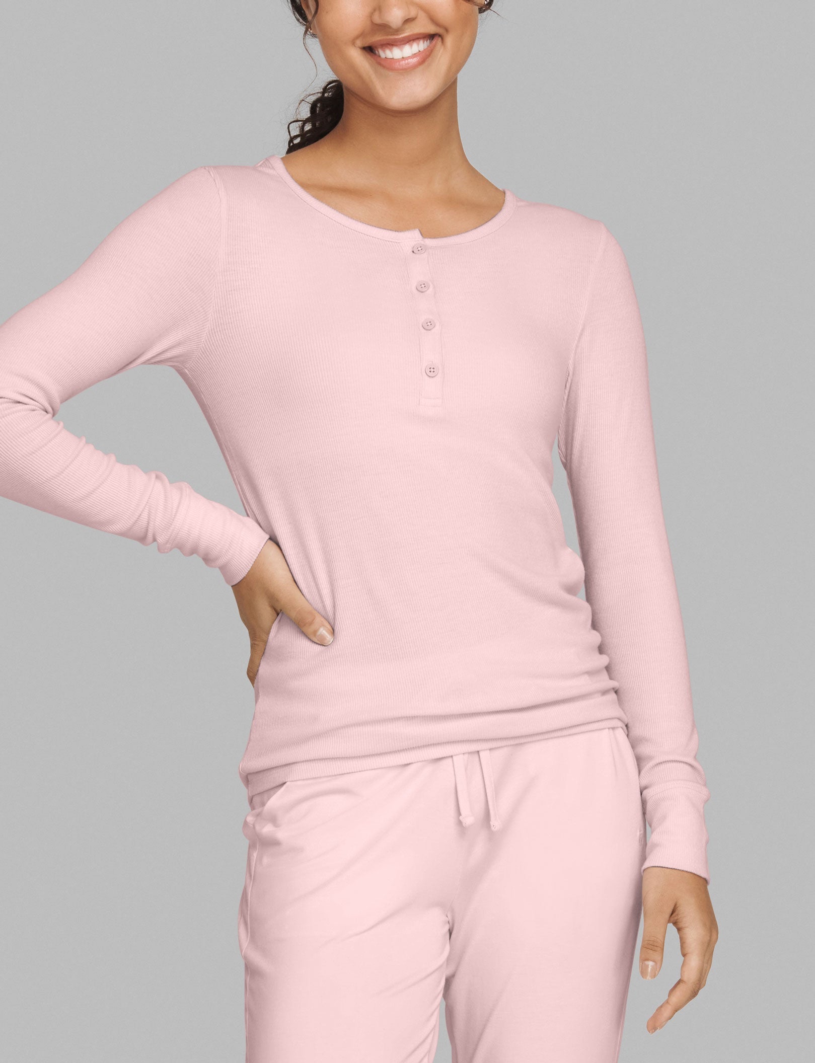 Women's Casual Henley Top - Soft Long Sleeve Button Down Shirt for Relaxing at Home, Lounging & Weekend Outfits