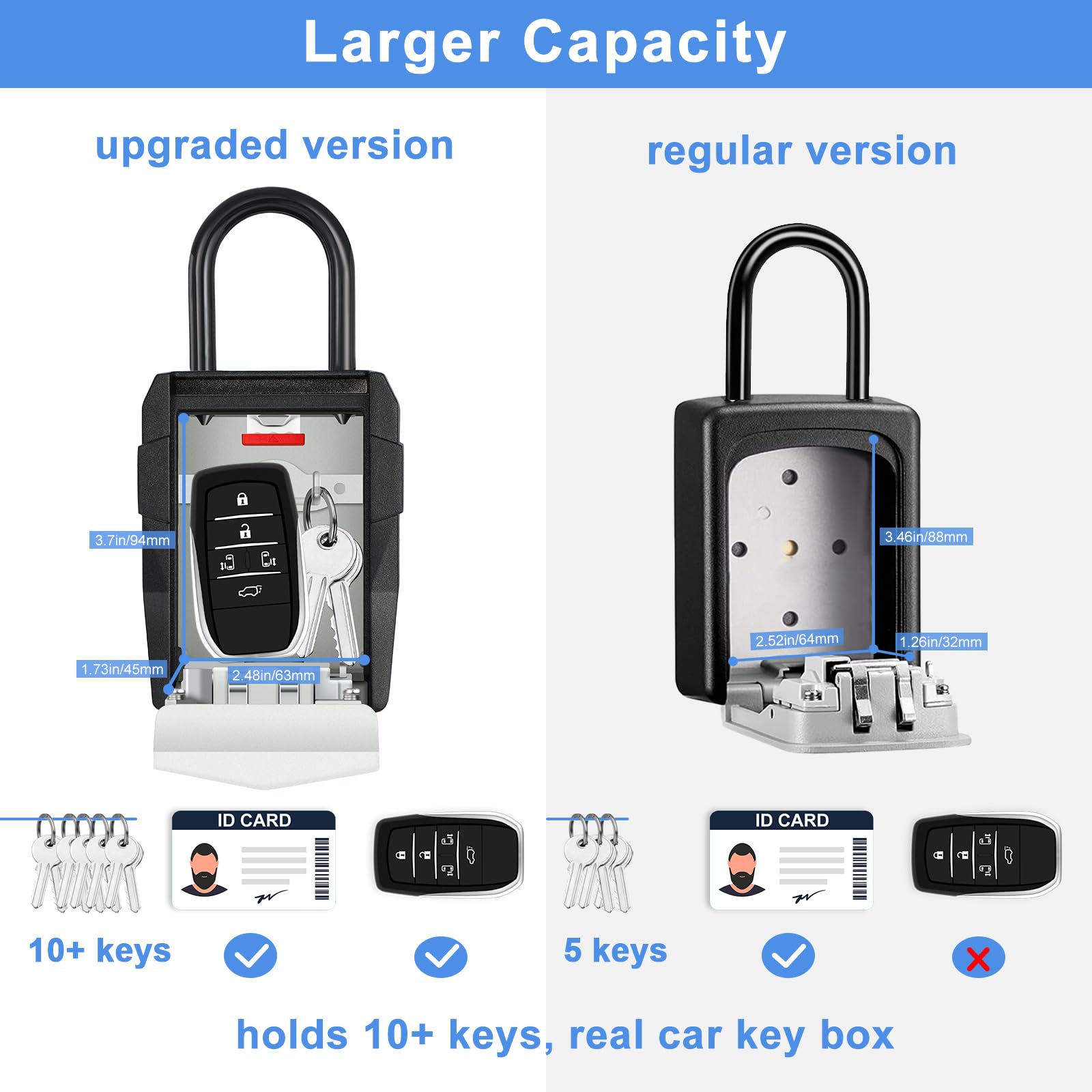 Durable Outdoor Key Lock Box - Secure Key Storage for 10 Keys, Wall Mount & Hang, Waterproof Key Safe for Home, Apartment, Realtor, Car Keys | Perfect for Vacation Rentals, Airbnb Hosts & Property Management