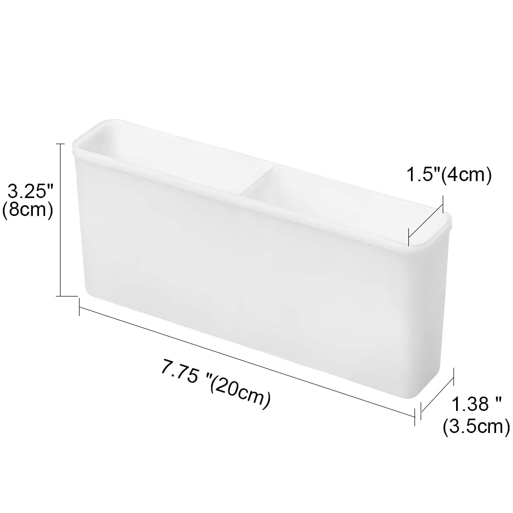 SANNO Plastic Utensil Drying Rack - Silverware Storage Holder for Dish Rack Over Sink - Chopsticks Spoon Fork Knife Drainer Basket - Flatware Organizer (White, 7.75