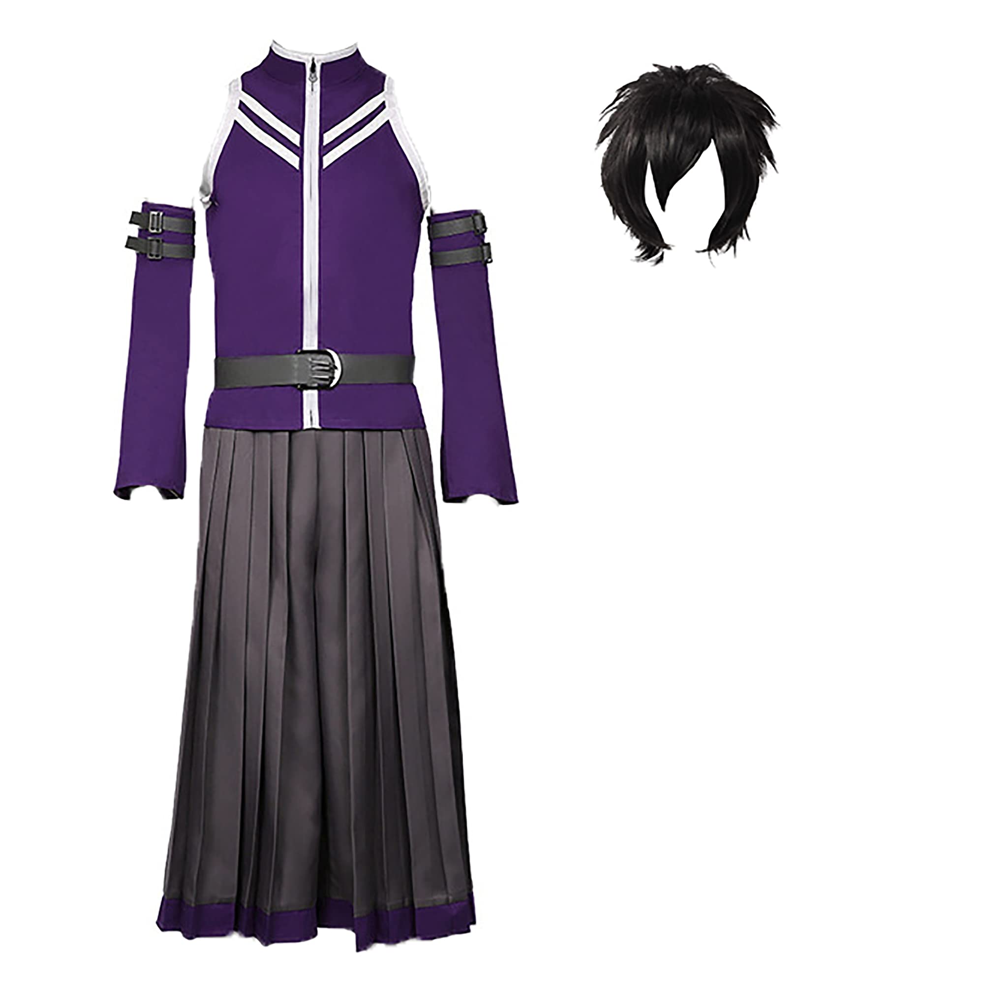 Fairy Tail Gray Fullbuster Cosplay Costume Set - Anime Halloween Purple Coat Uniform & Wig for Conventions, Cosplay Events & Halloween Parties