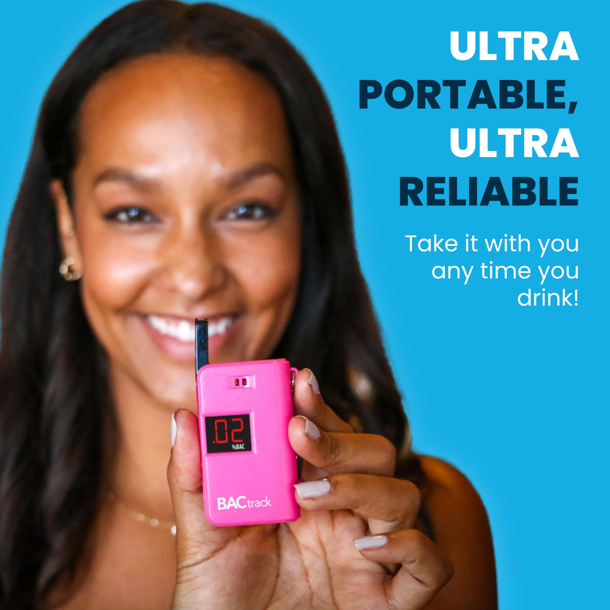 BACtrack Keychain Breathalyzer (Pink) with 20 Disposable Mouthpieces - Portable Alcohol Tester for Personal & Professional Use - Perfect for Parties, Events, and Workplace Safety