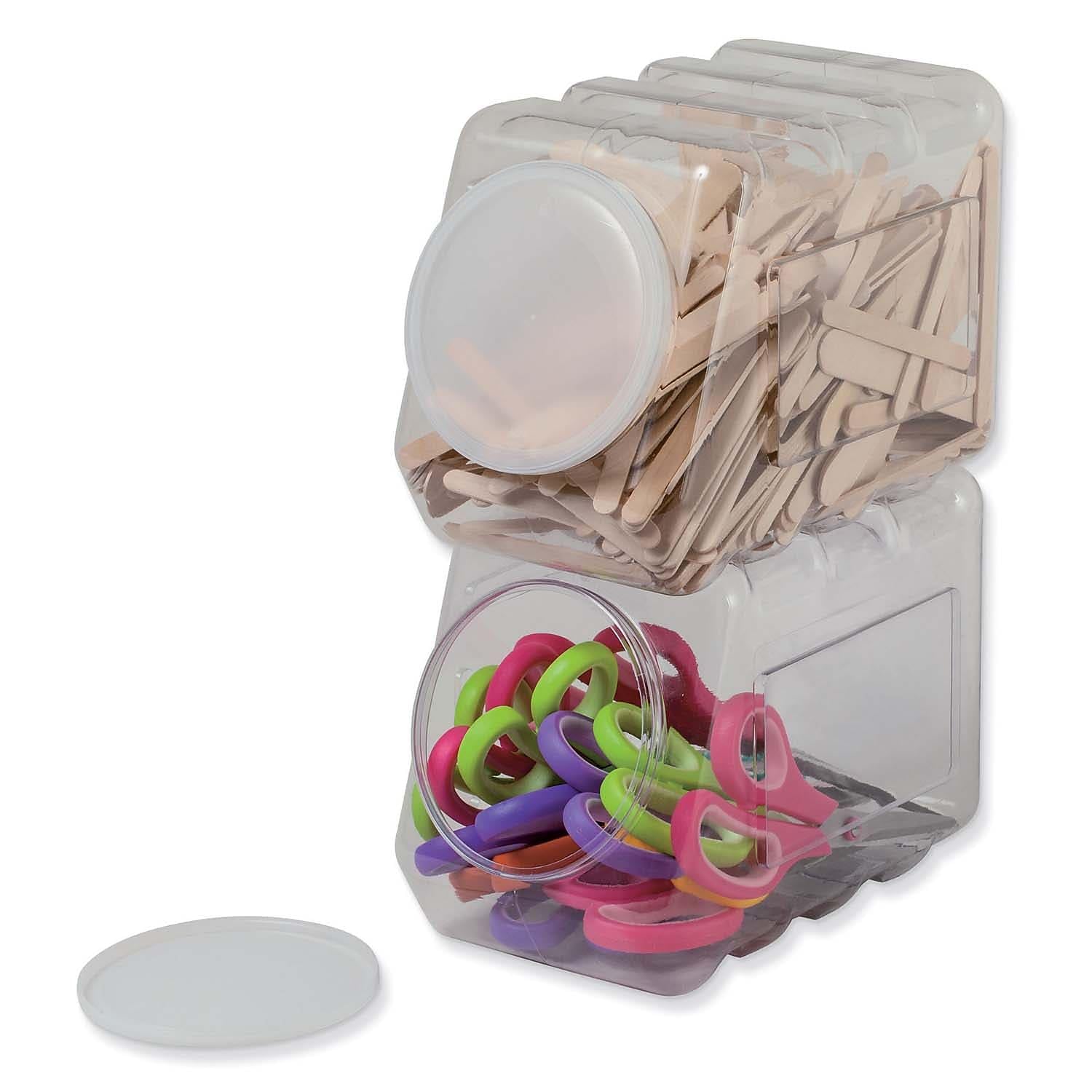 Stackable Plastic Storage Containers with Lids - Clear 2-Pack for Kitchen & Pantry Organization