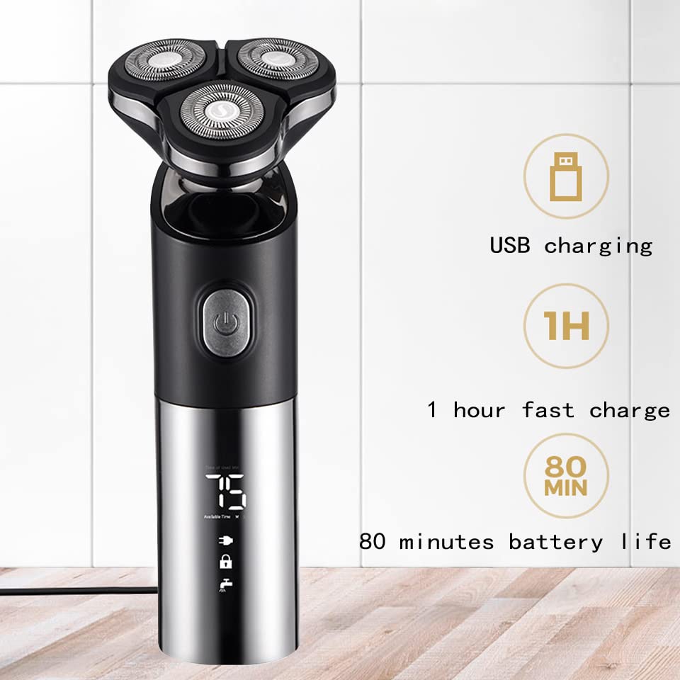 Best Electric Razor for Men - USB Rechargeable Wet/Dry Waterproof Shaver & Beard Trimmer - Perfect for Travel, Home & Gym Use
