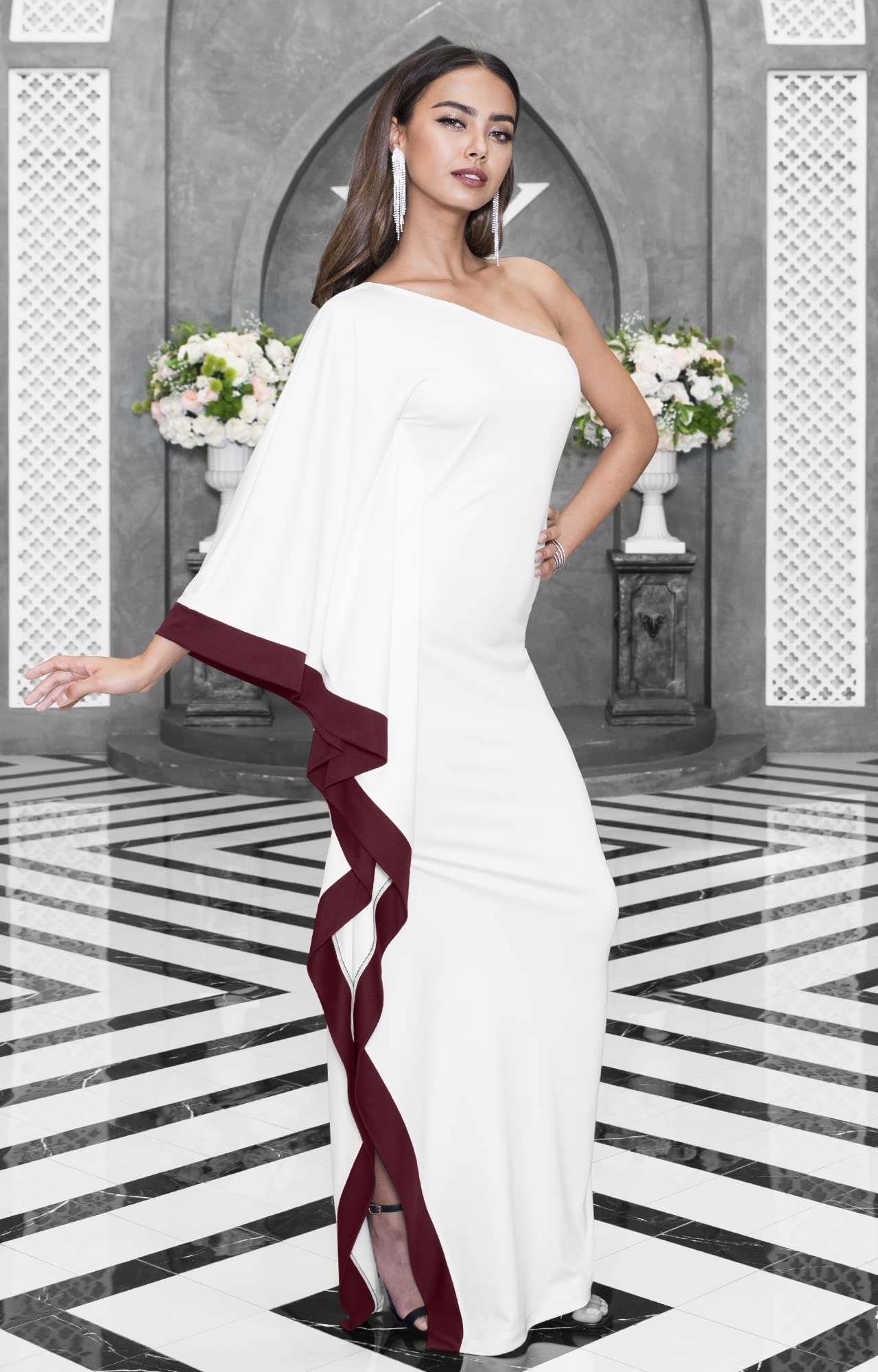 Elegant One Shoulder Long Maxi Dress for Women - Perfect for Cocktail Parties, Weddings & Special Occasions | Flattering & Sexy Formal Gown for Evening Events