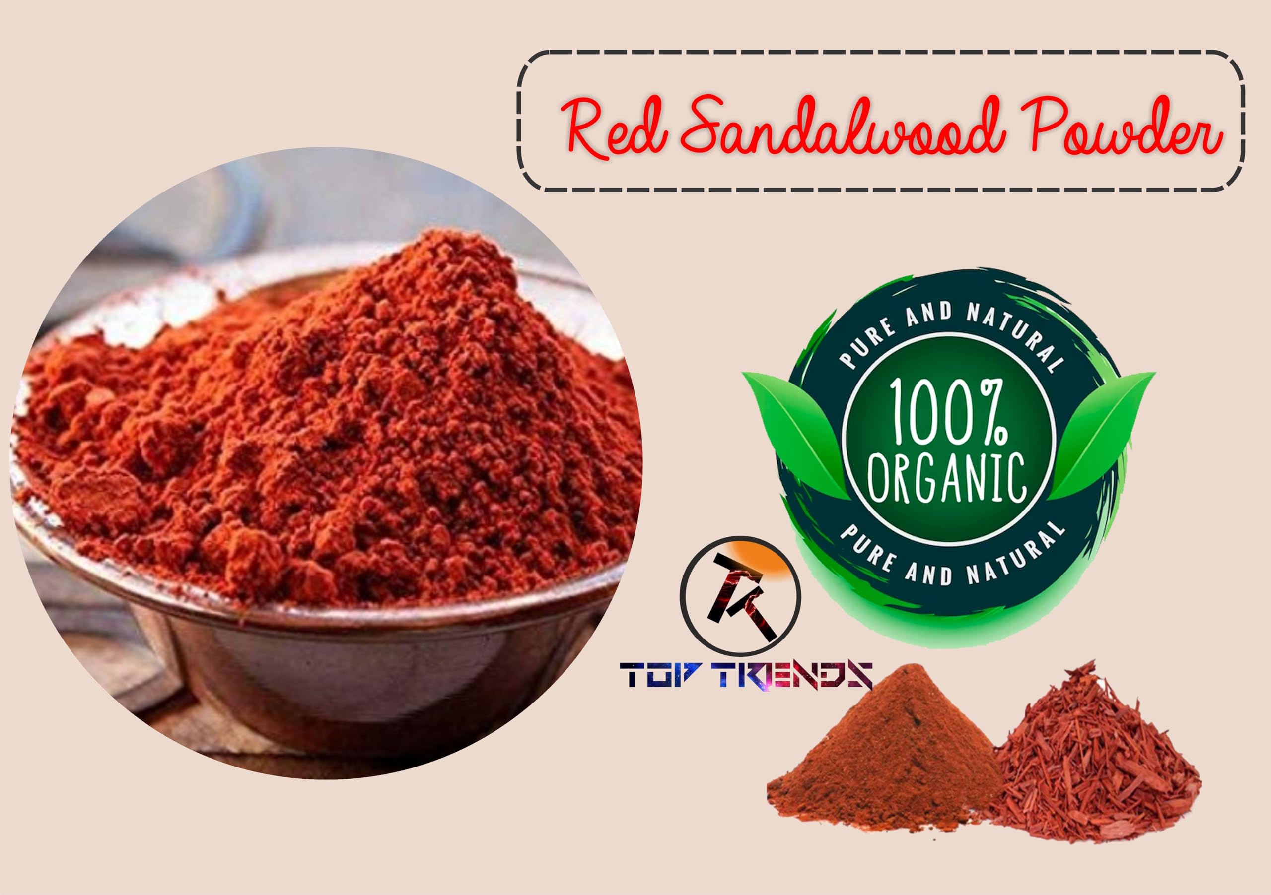 Top Trends® Red Sandalwood Powder (Laal Chandan) - 30g | Natural Face Care for Sun Tan Removal & Skin Brightening | Ayurvedic Face Pack for Glowing Skin | Perfect for DIY Beauty Treatments & Spa Days