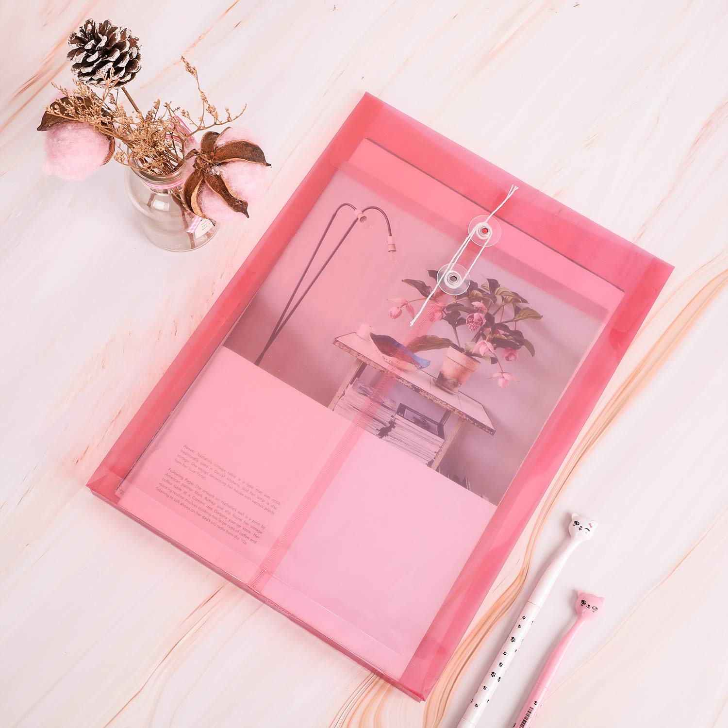 12PCS A4 Plastic File Envelopes - Waterproof Letter Size Document Organizers with Button String Closure for Office, School, Projects, Bills & Contracts Storage | Perfect for Filing, Mailing & Organizing Important Papers
