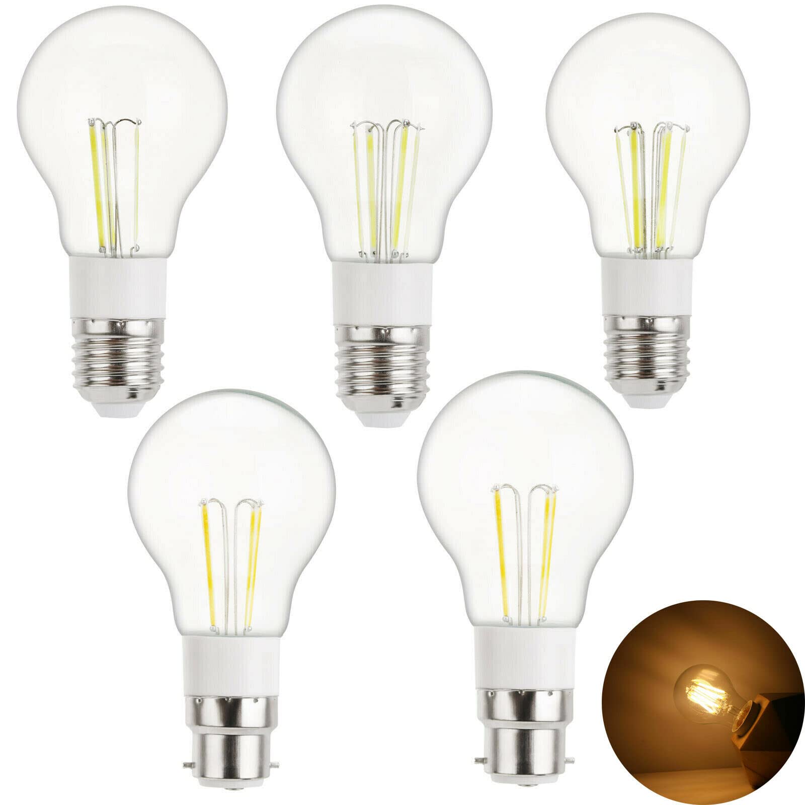 AGIPS 10-Pack Low Voltage LED Filament Bulbs - E27/B22 Base, AC85-265V & DC12V Compatible, Vintage Edison Style Candle Lights for Chandeliers, Lamps & Home Decor - Perfect for Bedroom, Living Room & Restaurant Ambiance Lighting