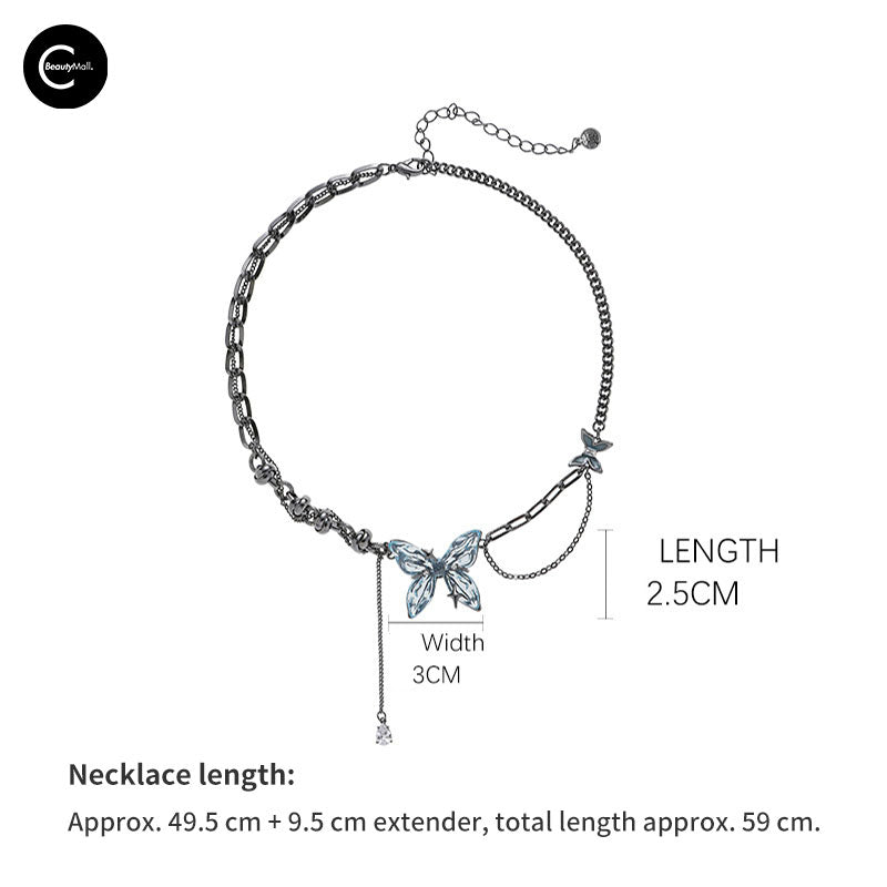 DOACH STYLE Ice Blue Butterfly Pendant Necklace for Women - Elegant Layering Jewelry Gift for Birthday, Anniversary & Valentine's Day - Perfect for Parties, Weddings & Everyday Wear
