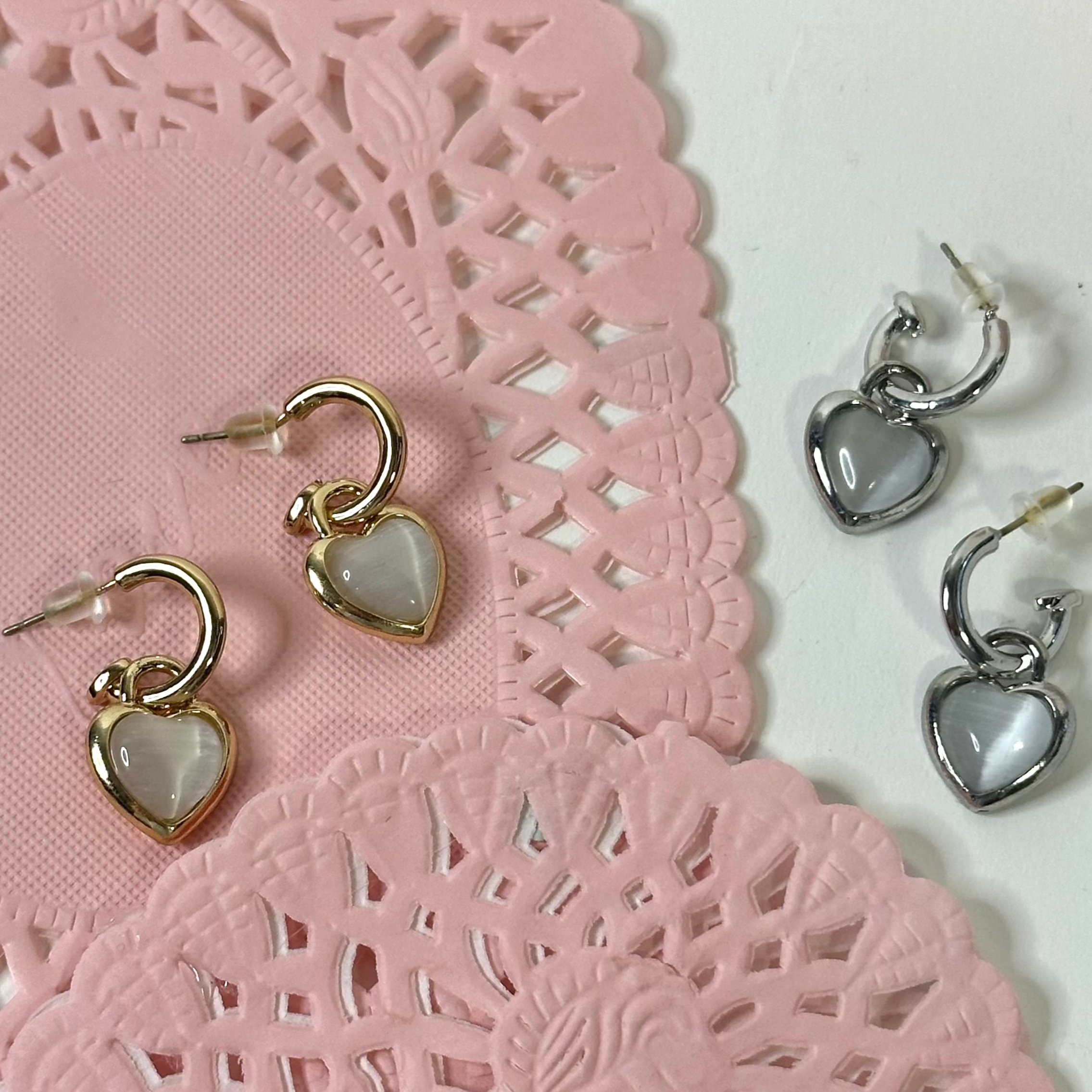 Mini Hoop Heart Dangle Earrings for Women - Trendy Gold/Silver Small Hoop Earrings for Everyday Wear, Date Night & Gifts