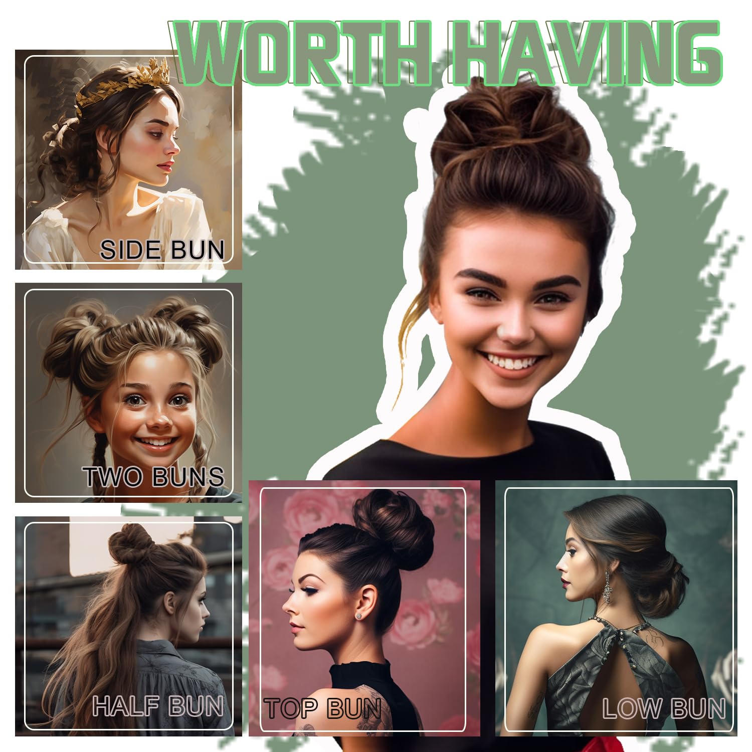 2Pcs Messy Bun Hair Piece - Curly Fake Hair Scrunchie Extension for Updos & Ponytails | Perfect for Weddings, Cosplay & Daily Styling