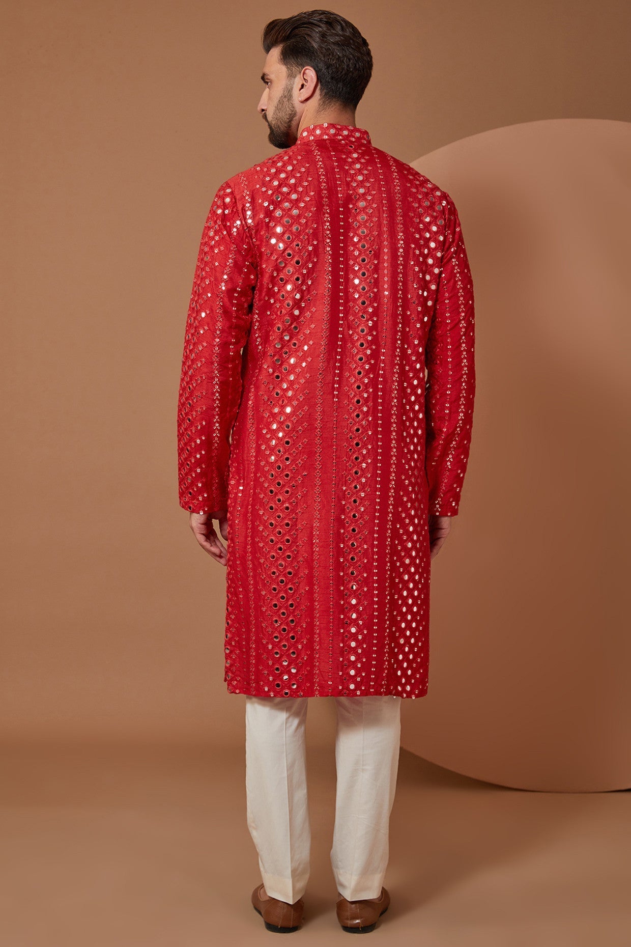 Stylish Red Mirror Work Kurta for Women - Traditional Indian Embroidered Tunic Top - Perfect for Festivals, Weddings & Ethnic Occasions