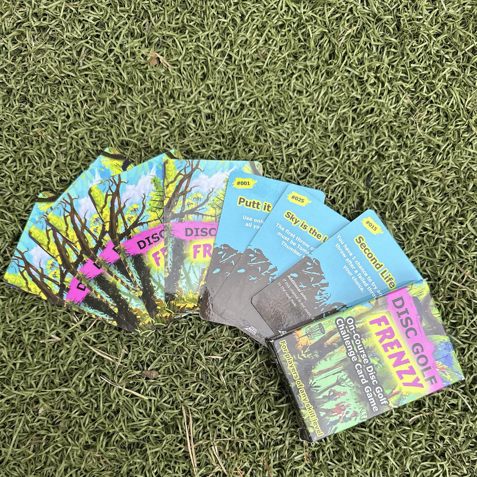 Disc Golf Frenzy - Competitive On-Course Disc Golf Challenge Card Game for 2-5 Players of All Skill Levels | Fun Outdoor Activity for Parties, Camping & Backyard Games