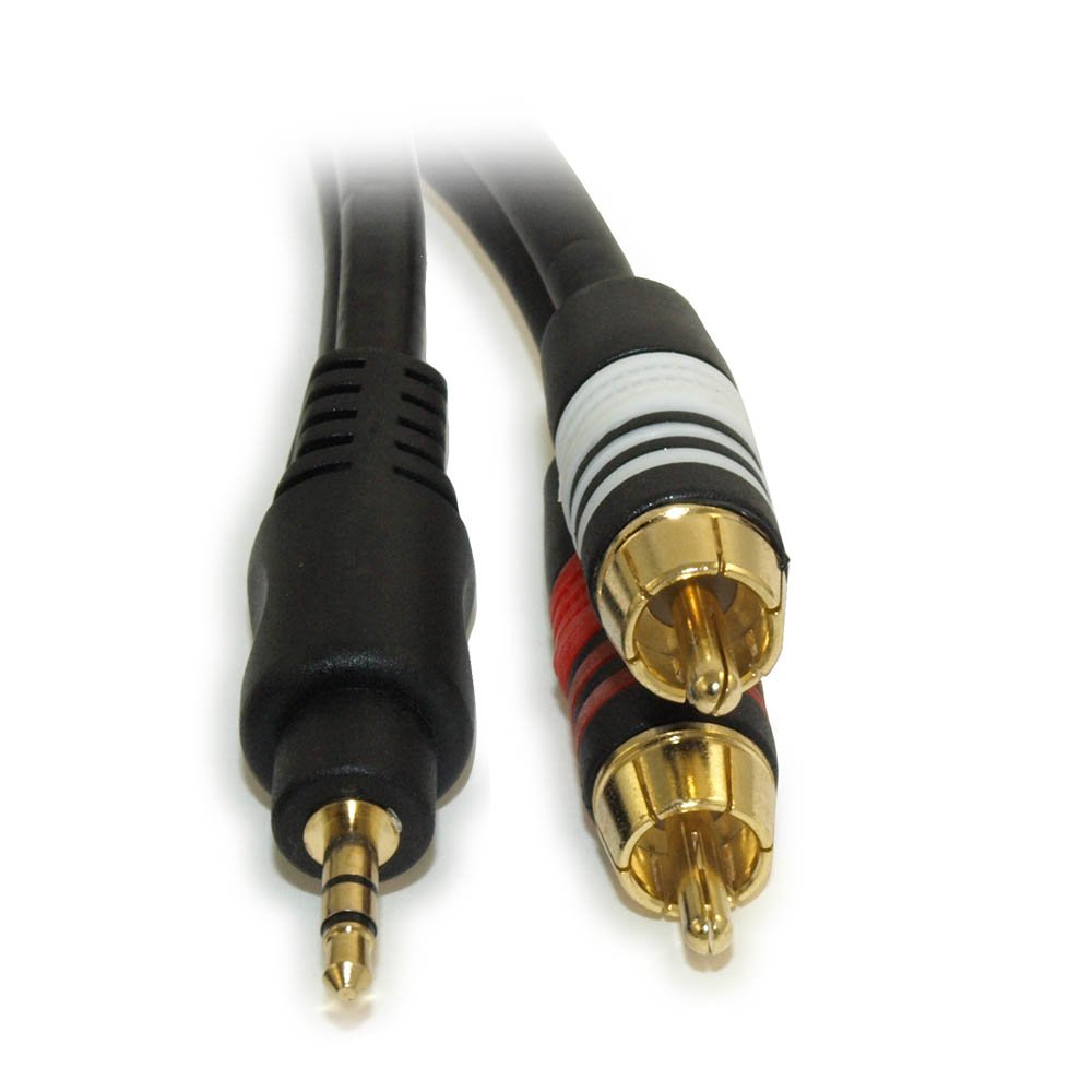 MyCableMart 6ft 3.5mm to RCA Audio Cable - Premium Stereo Male to 2 RCA Male Speaker Wire for Home Theater, Car Audio & Gaming Systems