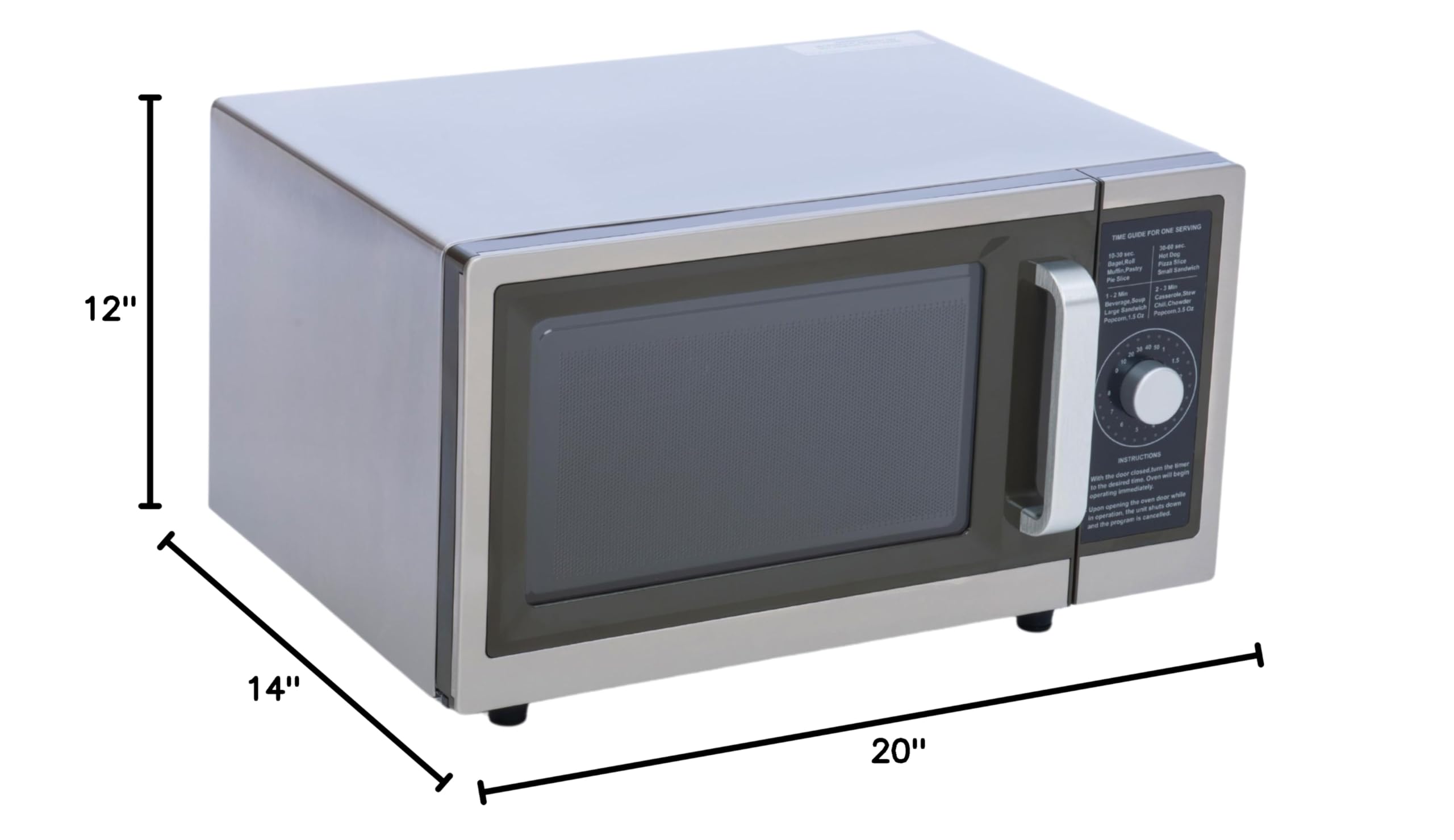 Commercial Microwave Oven with Dial Control - 1.0 Cu Ft Stainless Steel Interior - 1000W Power - UL & NSF Certified - Perfect for Restaurants, Cafes & Food Trucks