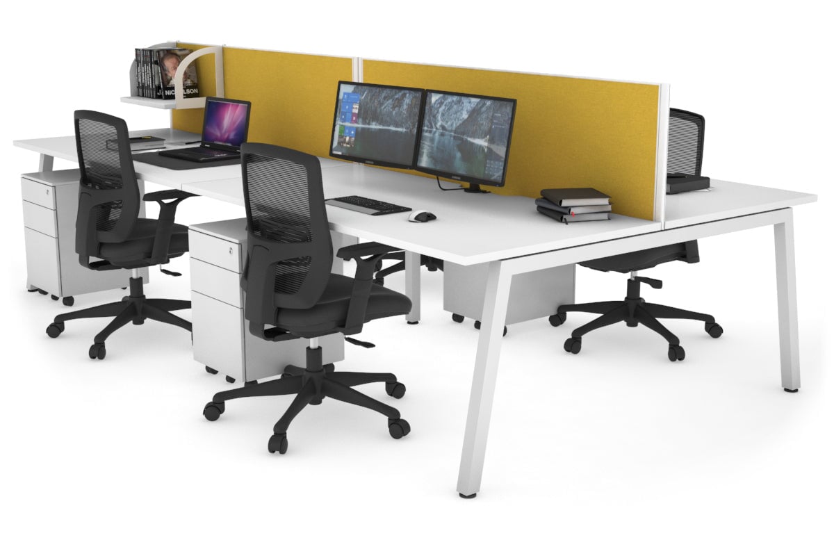Quadro 4-Person Office Workstation Desk - 1200L x 800W with Cable Management Scallop - Perfect for Collaborative Workspaces, Team Meetings & Open Office Environments