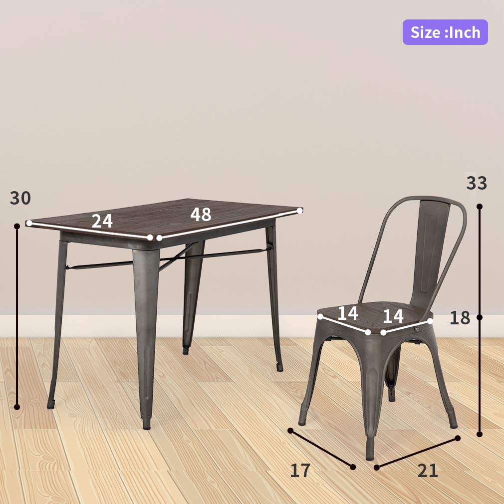 **FDW 5-Piece Outdoor Dining Set - 24x48 Inch Metal Patio Table & 4 Chairs for Home, Kitchen, or Restaurant - Perfect for Backyard BBQs, Garden Parties & Outdoor Entertaining**
