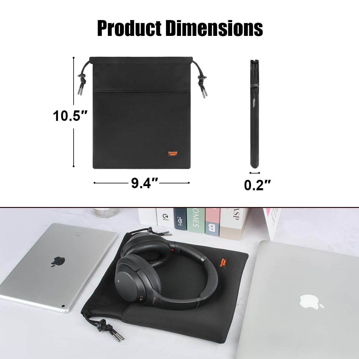 Premium Headphone Storage Bag - Soft Drawstring Pouch for Gaming Headsets, Over-Ear Headphones & Neckband Earbuds | Lightweight Travel Organizer | Perfect for Home, Office, Travel & Commuting