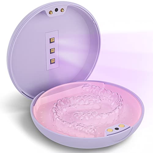 VEAMOR Slim Retainer Case for Invisalign & Braces - Battery Powered with Protective Bag (Pink) | Perfect for Travel, School & Daily Dental Care Storage