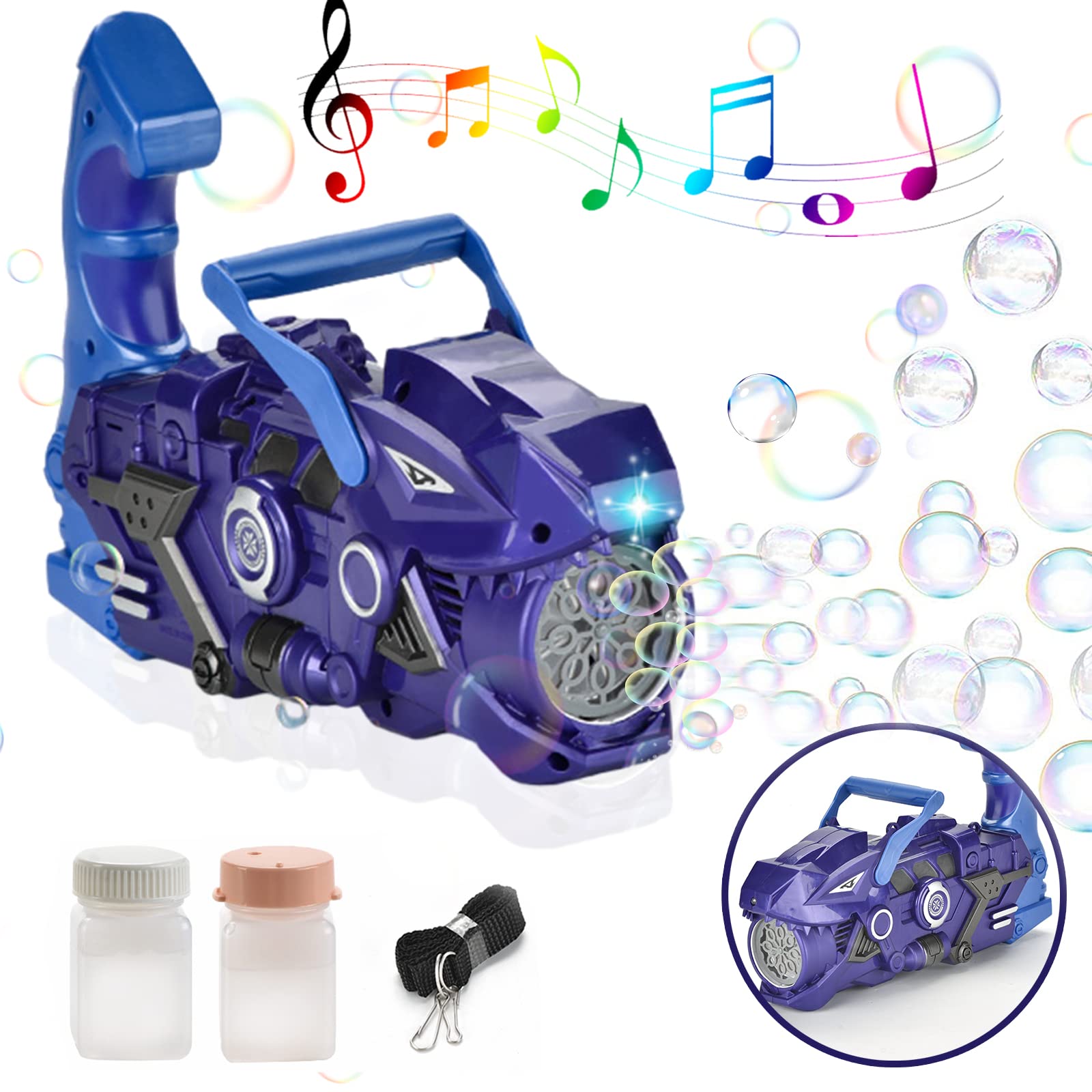 Automatic Bubble Blaster Gun for Kids - Dragon Bubble Machine with 2 Bottles Solution, Outdoor Summer Party Toy, Birthday Gift for Boys & Girls (Blue) - Perfect for Backyard Play, Birthday Parties & Outdoor Activities