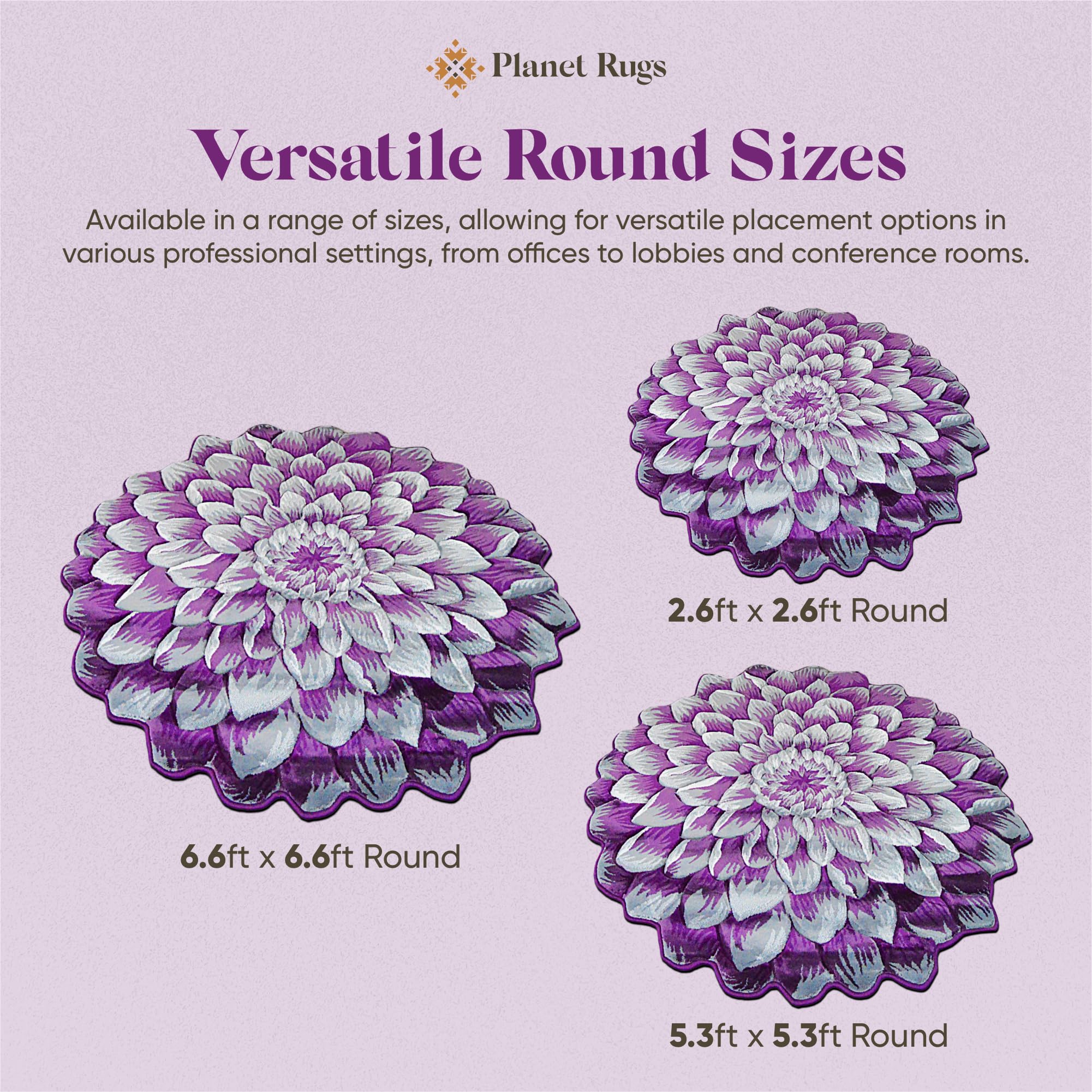 5ft Round Flower Shaped Area Rug - Soft Plush Circle Carpet for Bedroom, Living Room & Nursery - Girly Home Decor in 303 Purple - Perfect for Boho Chic Interiors & Cozy Floor Seating