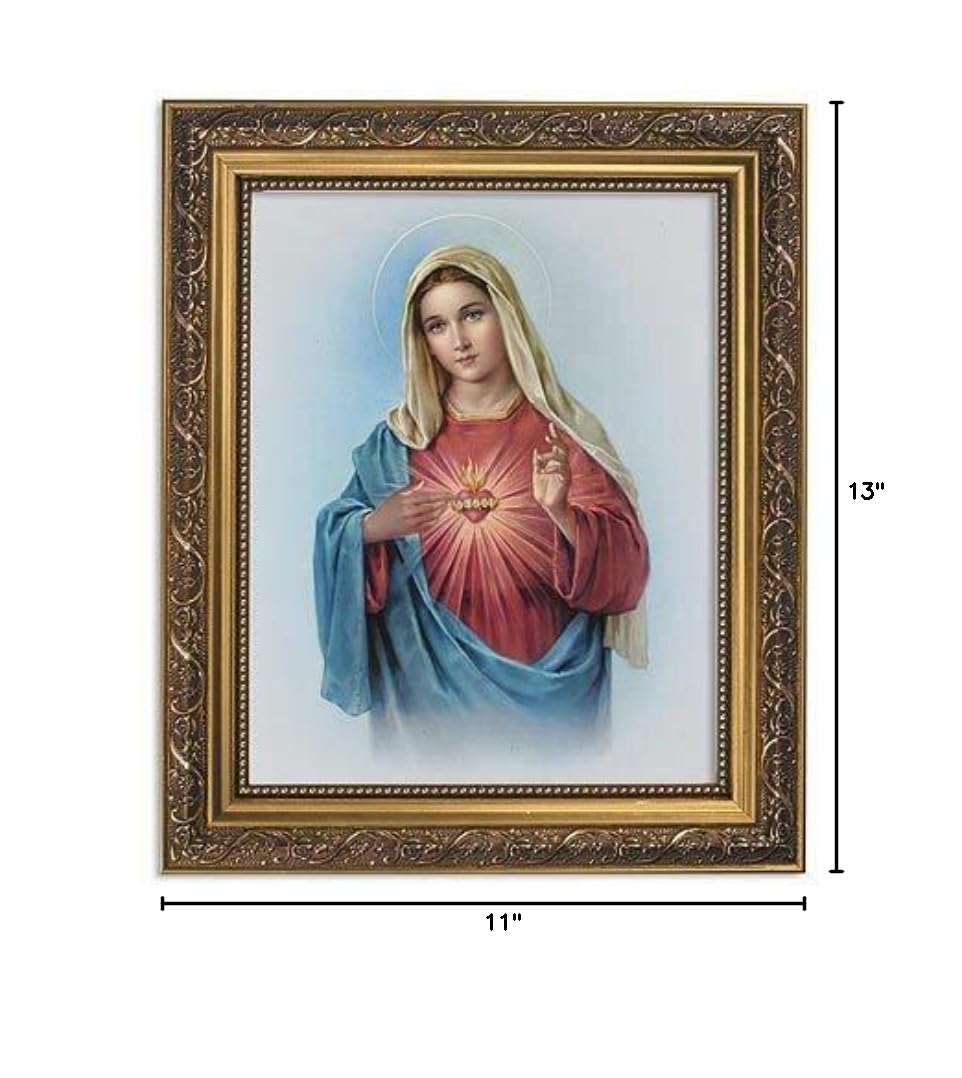 1home Immaculate Heart of Mary Statue - Beautiful Catholic Religious Decor for Home Altar, Church, or Garden - Perfect Gift for Devotion and Prayer