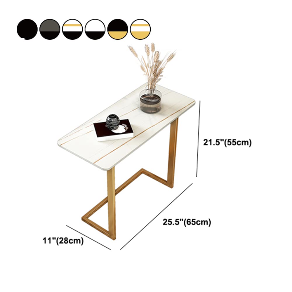 Modern Rectangle Coffee Table Set - 2-Piece Slate Top End Tables with Gold Iron Base for Living Room, Office, Hotel (21.5