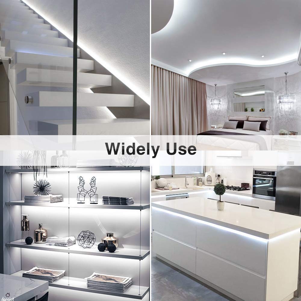 24V LED Strip Light White 6000-6500K, 16.4ft/5M Waterproof IP65 Outdoor Flexible Rope Lights, SMD5050 300LEDs Dimmable Tape Ribbon Light for Bedroom, Kitchen, Cabinet, Party, Christmas Decorations - Perfect for Home, Office, and Holiday Lighting