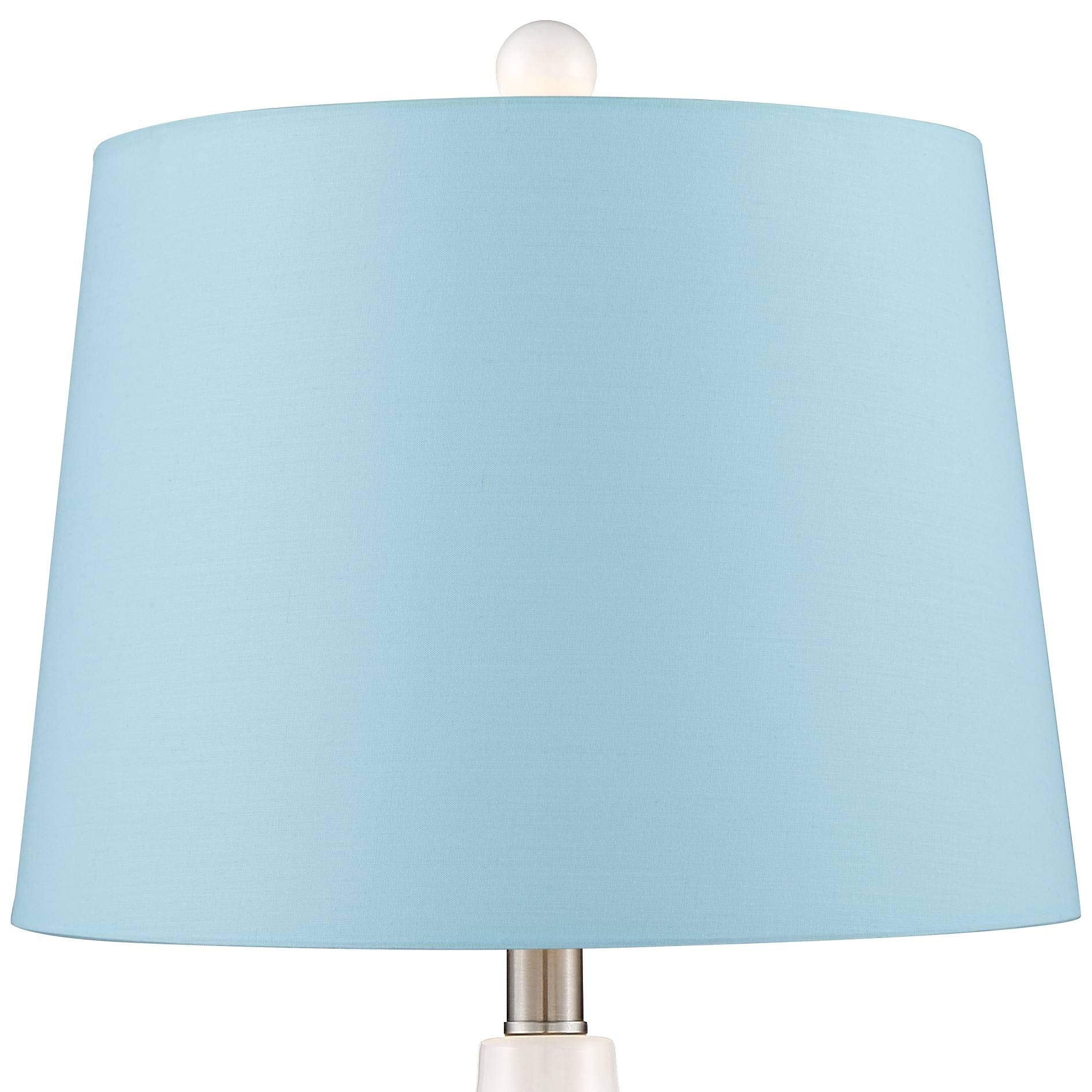 360 Lighting Jane Modern Table Lamps - Set of 2 White Ceramic Double Gourd Lamps with Blue Hardback Fabric Tapered Drum Shade (25