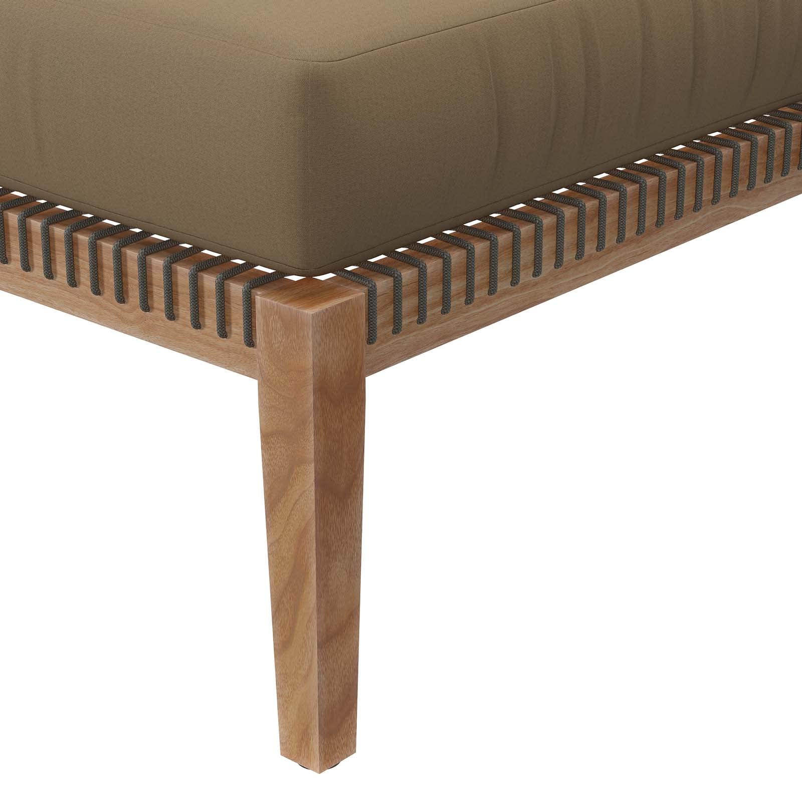 Modway Clearwater Outdoor Patio Ottoman - Teak Wood Footstool with Gray Light Brown Finish | Perfect for Poolside, Garden & Patio Relaxation