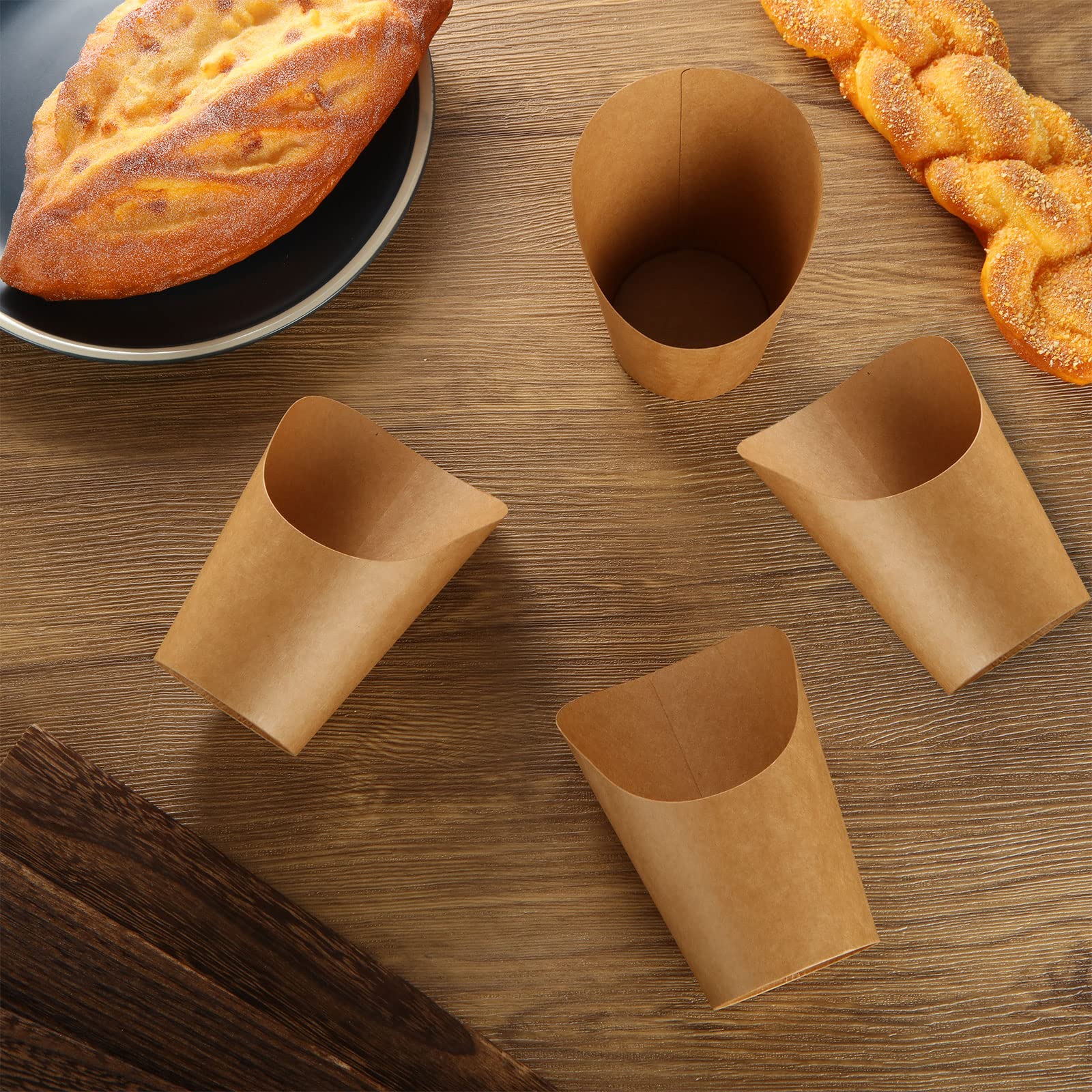 100 Pcs 12oz Disposable French Fry Holders & Charcuterie Cups - Kraft Paper Snack Containers for Fries, Popcorn, Ice Cream, Desserts | Perfect for Parties, Movie Nights & Fast Food Restaurants