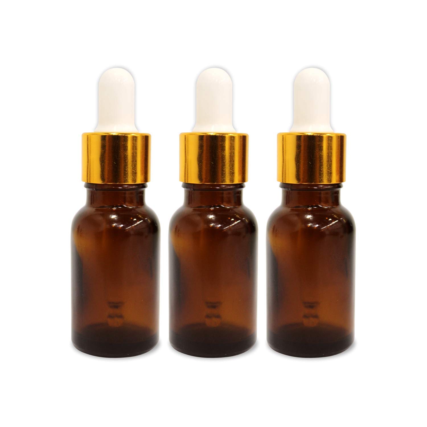 10ml Amber Glass Dropper Bottles with Cap - Essential Oil Bottles, Perfume Bottles & Serum Containers for DIY Skincare, Aromatherapy & Fragrance Making (Pack of 3) - Perfect for Home Spa, Gift Packaging & Travel Size Liquids