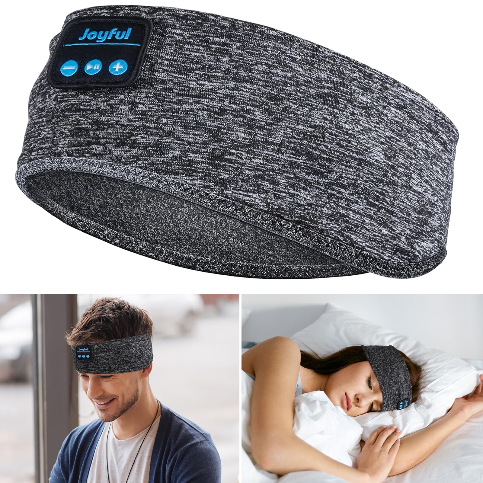 Bluetooth 5.3 Sleeping Headphones & Sleep Mask - Wireless Sports Headband with HD Stereo Speakers, Sweatproof Earbuds for Sleeping, Running, Yoga, Workout - Perfect for Insomnia Relief, Travel & Cool Gadget Gifts (Ideal for Nighttime Relaxation, Gym Sessions & Long Flights)