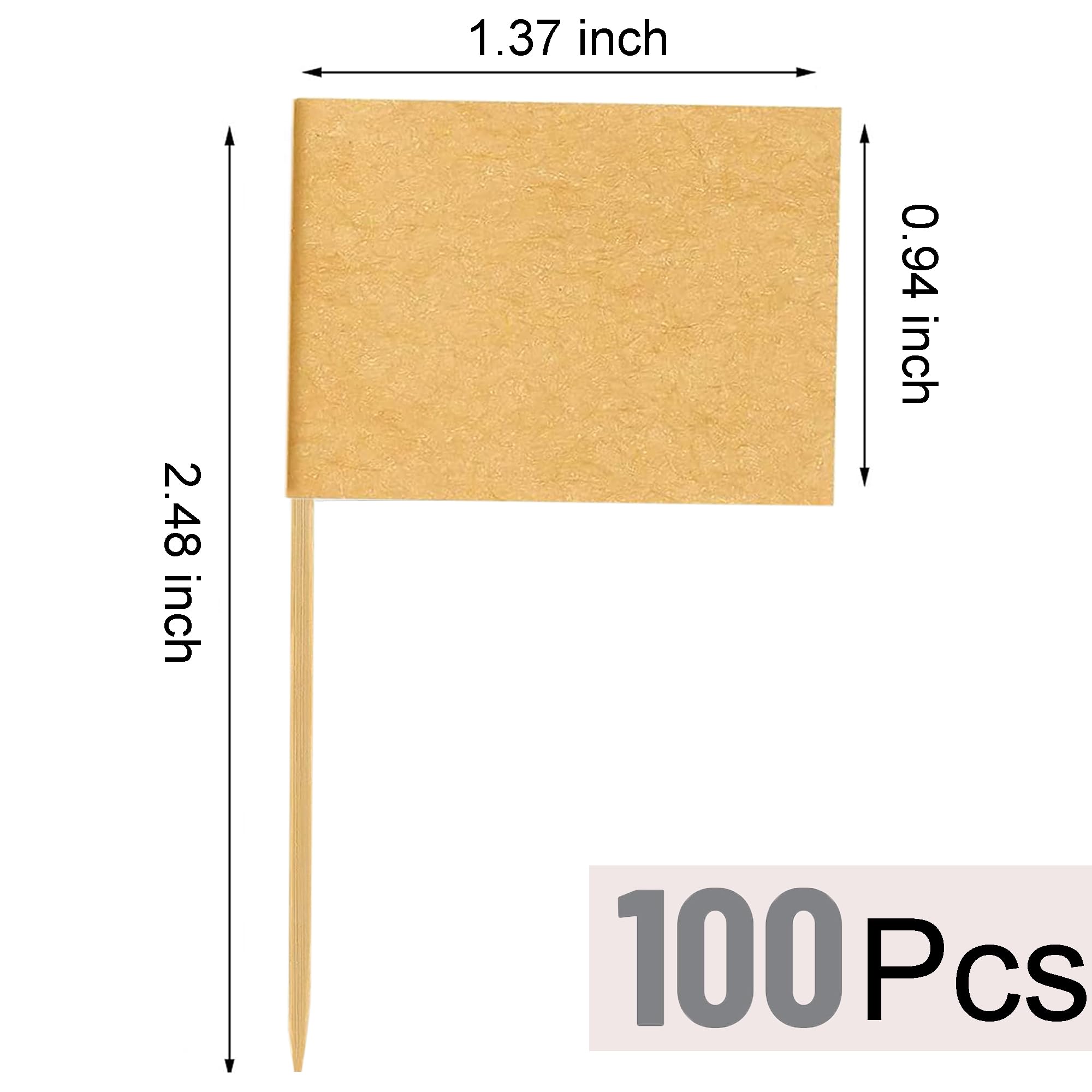 100 Pack Blank Toothpick Flags - Kraft Cheese Markers & Food Labels for Charcuterie Boards, Cupcake Toppers, Cocktail Picks - Perfect for Party Buffets, Appetizers, Fruit Platters & Decoration | Great for Weddings, Baby Showers & Holiday Gatherings