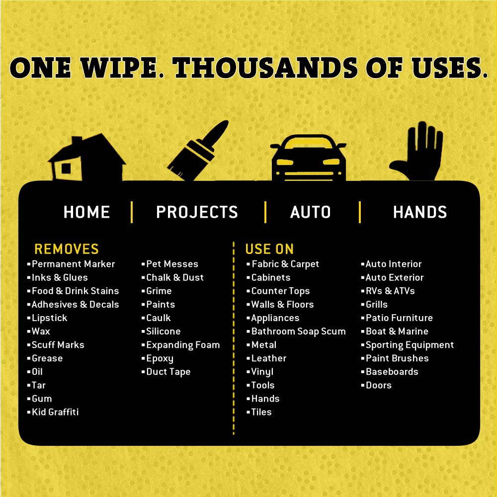 Tub O' Towels Heavy-Duty Multi-Surface Cleaning Wipes - 7x8 Inch Disposable White Wipes (40 Count Canister, 4-Pack) - Removes Grease, Grime & Tough Stains - Ideal for Home, Garage, Outdoor & Workshop Cleaning Tasks
