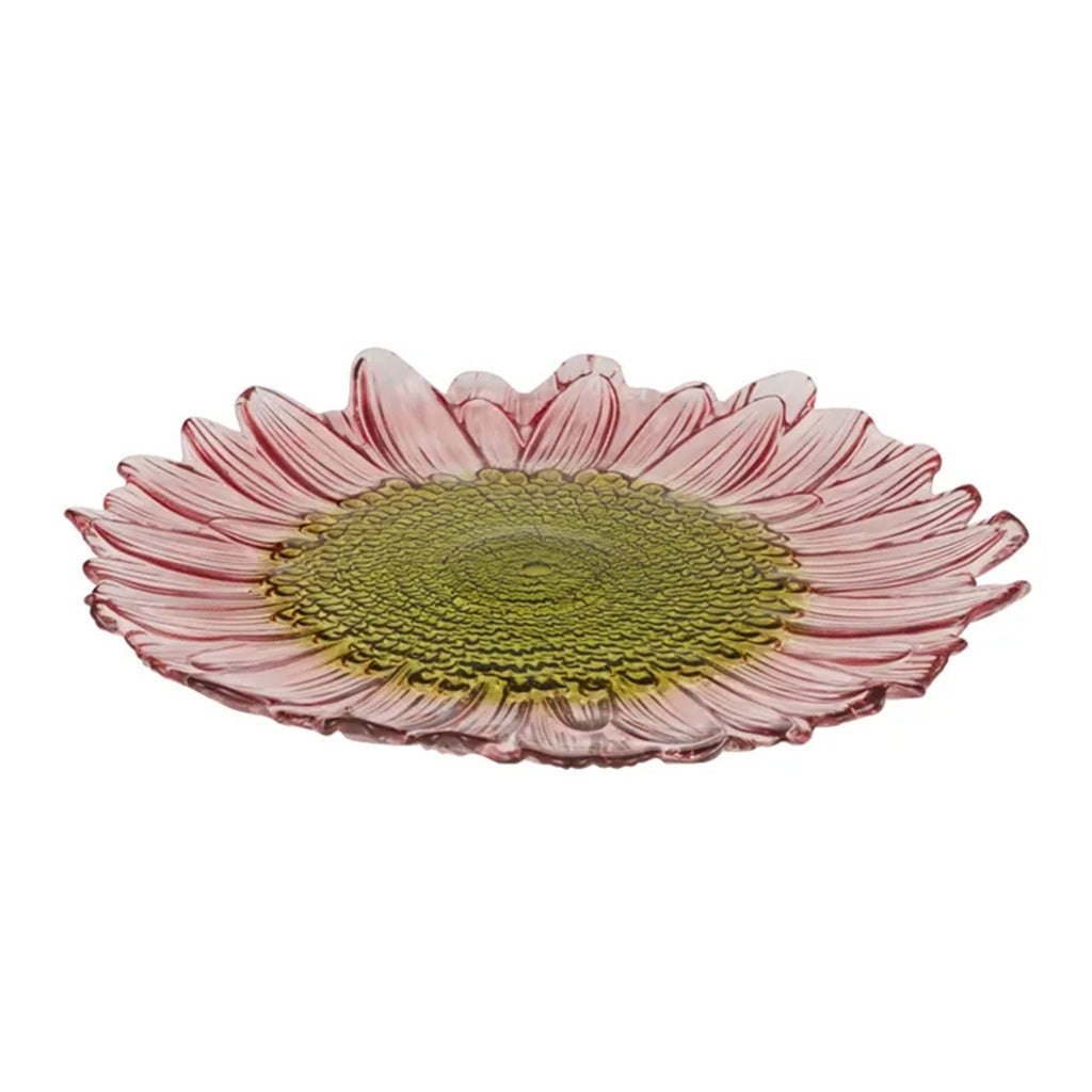Phoebe Glass Plate 35cm - Pink & Olive - Elegant Dinnerware for Home, Restaurant & Party Serving - Durable & Stylish Tableware