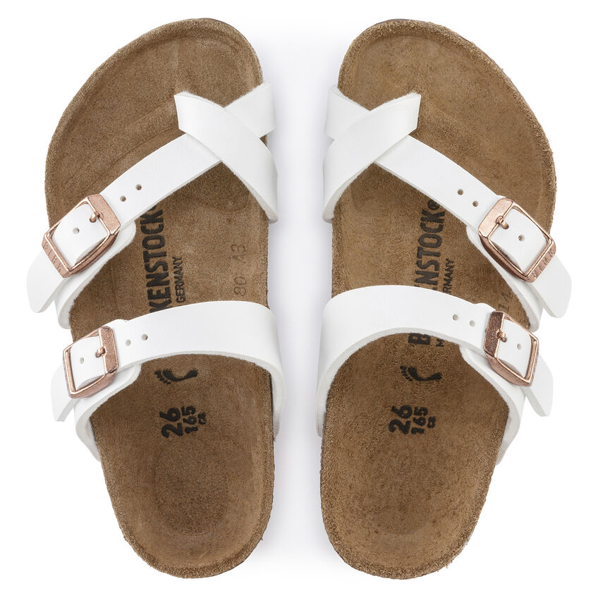Birkenstock Mayari Birko-Flor Sandals for Kids - Comfortable White Adjustable Straps - Perfect for School, Play & Summer Outings