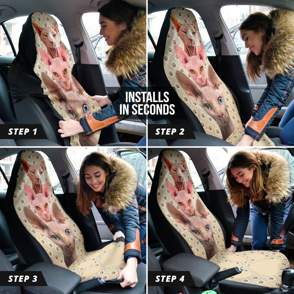Premium Sphynx Cat Design Car Seat Covers - Universal Fit for Cars, SUVs & Trucks - Soft & Durable Auto Accessories for Pet Lovers - Perfect for Road Trips & Daily Commutes