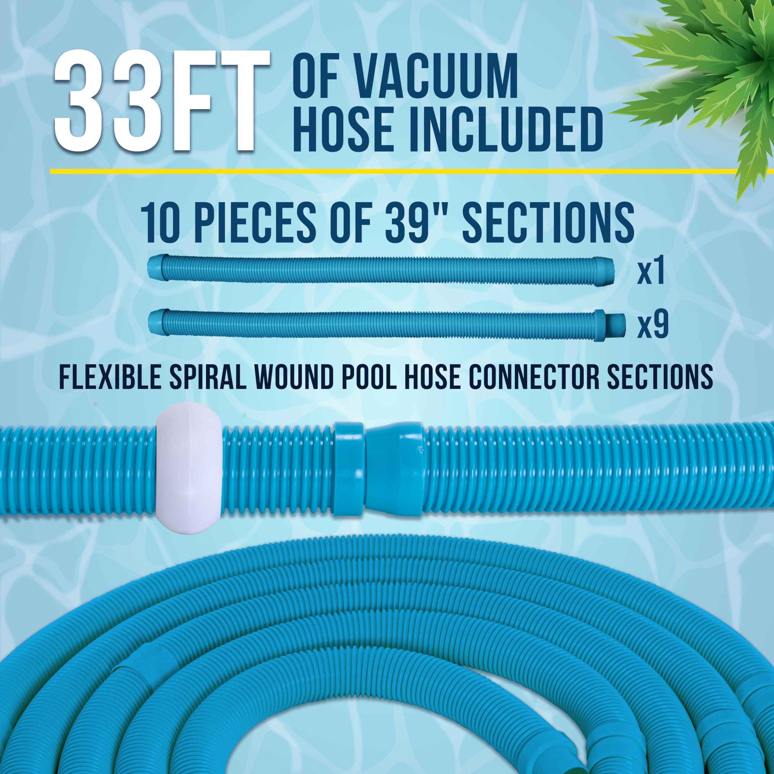 Octopus Prime Automatic Pool Vacuum Cleaner with Hose Set - Powerful Suction for Floors, Walls & Steps - Quiet Fast Cleaning for Inground & Above Ground Pools - Ideal for Leaves, Dirt & Debris Removal - Perfect for Backyard, Residential & Commercial Swimming Pools