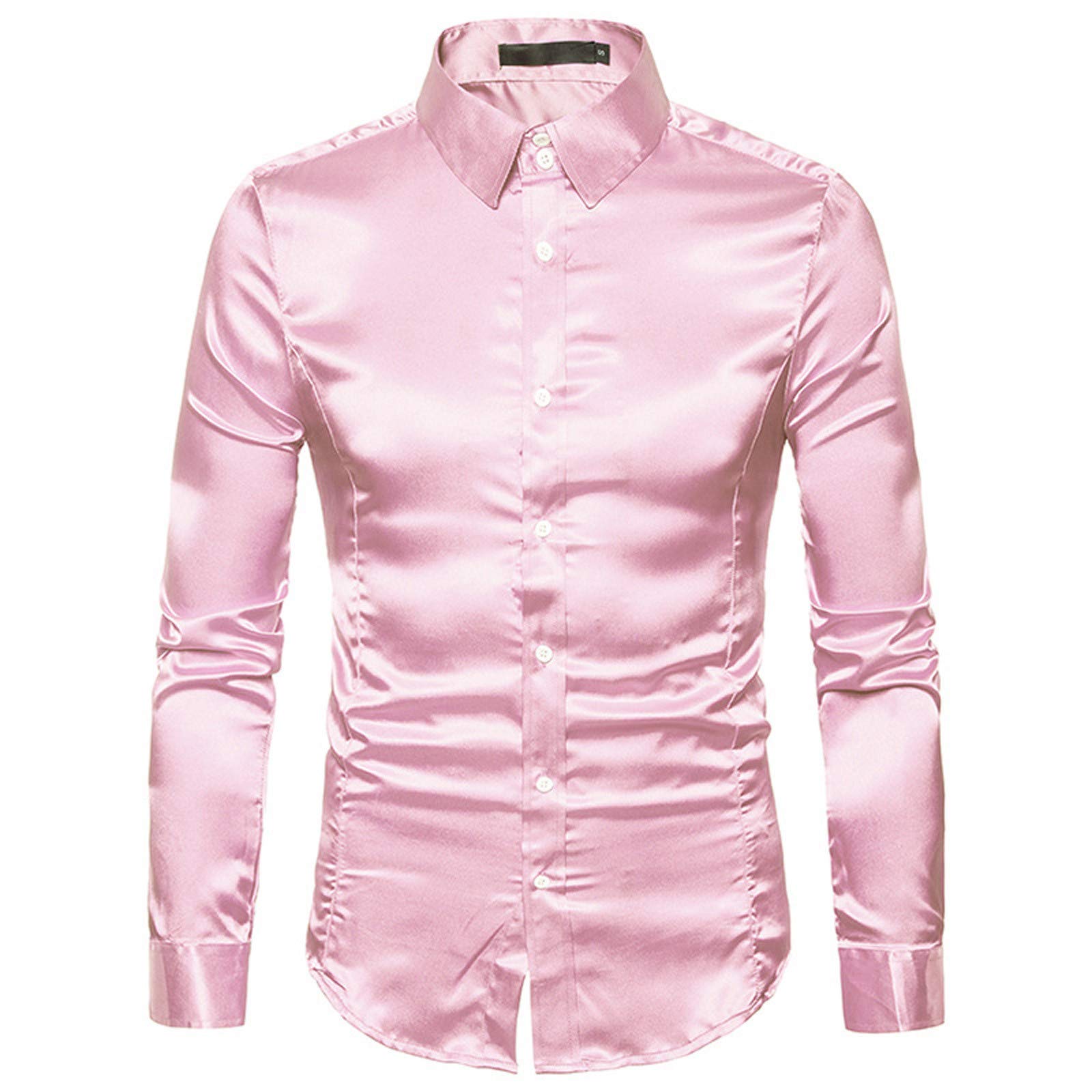 PHSHY Men's Slim Fit Long Sleeve Dress Shirt - Casual Button Down Shirt for Summer, Party & Business - Breathable Glossy Lapel Shirt for Office, Date Night & Formal Events