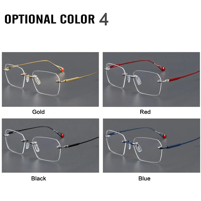 Aror Unisex Rimless Polygon Square Titanium Eyeglasses Frame - Lightweight Durable Titanium Glasses for Men & Women - Perfect for Reading, Driving & Fashion Accessories