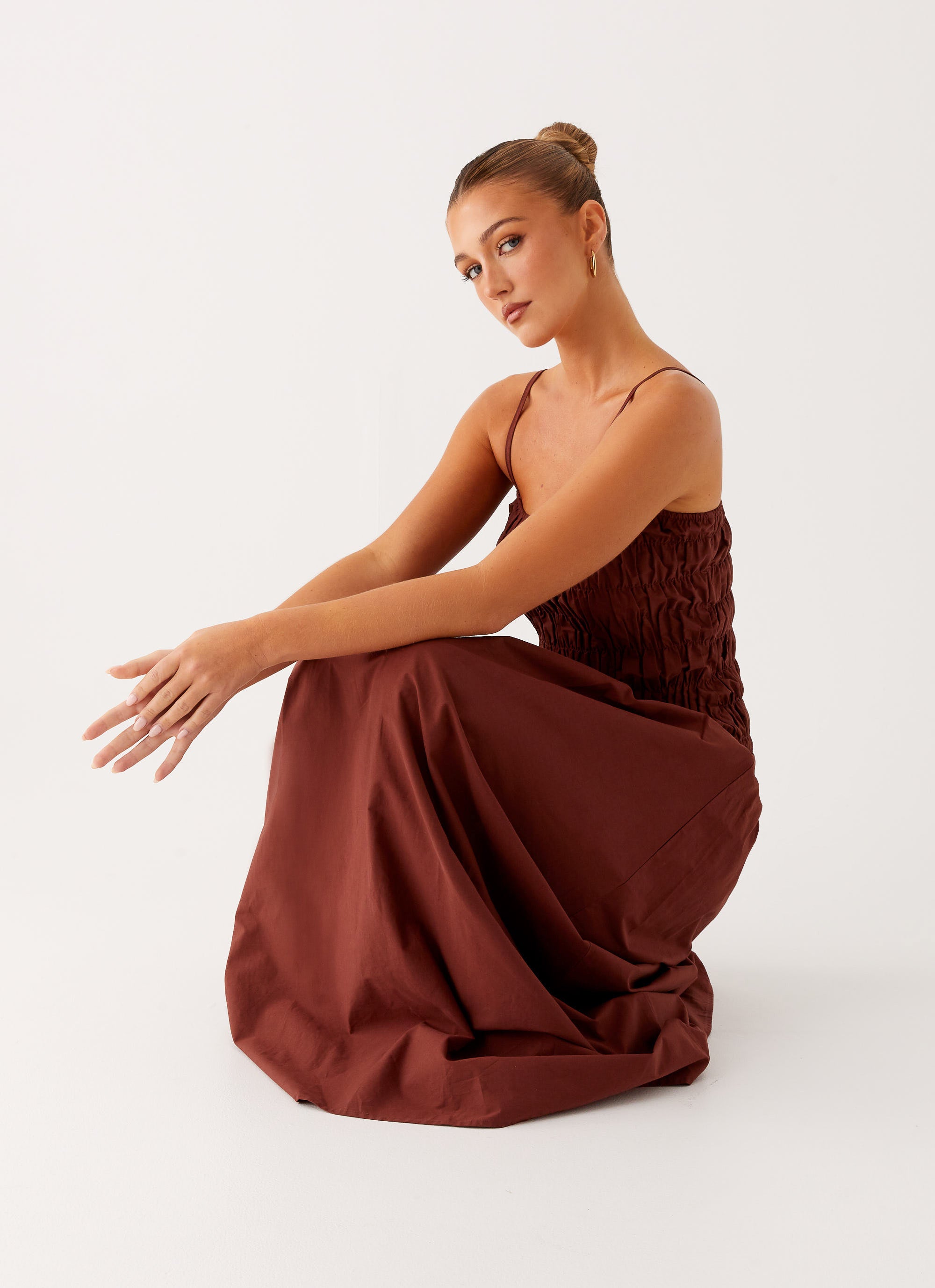 Brooke Maxi Dress for Women - Elegant Chocolate Brown Long Flowy Dress for Summer, Beach, Parties & Casual Wear