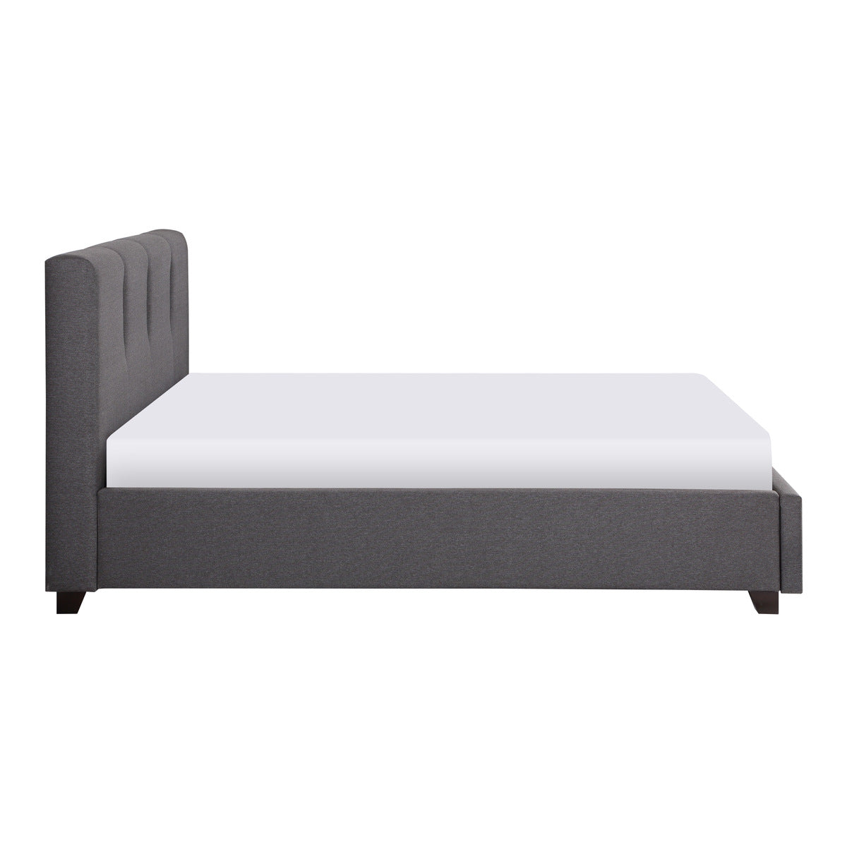 Graphite Upholstered Full Size Platform Bed Frame with Headboard & Wooden Slats - Modern Bedroom Furniture for Small Spaces & Guest Rooms