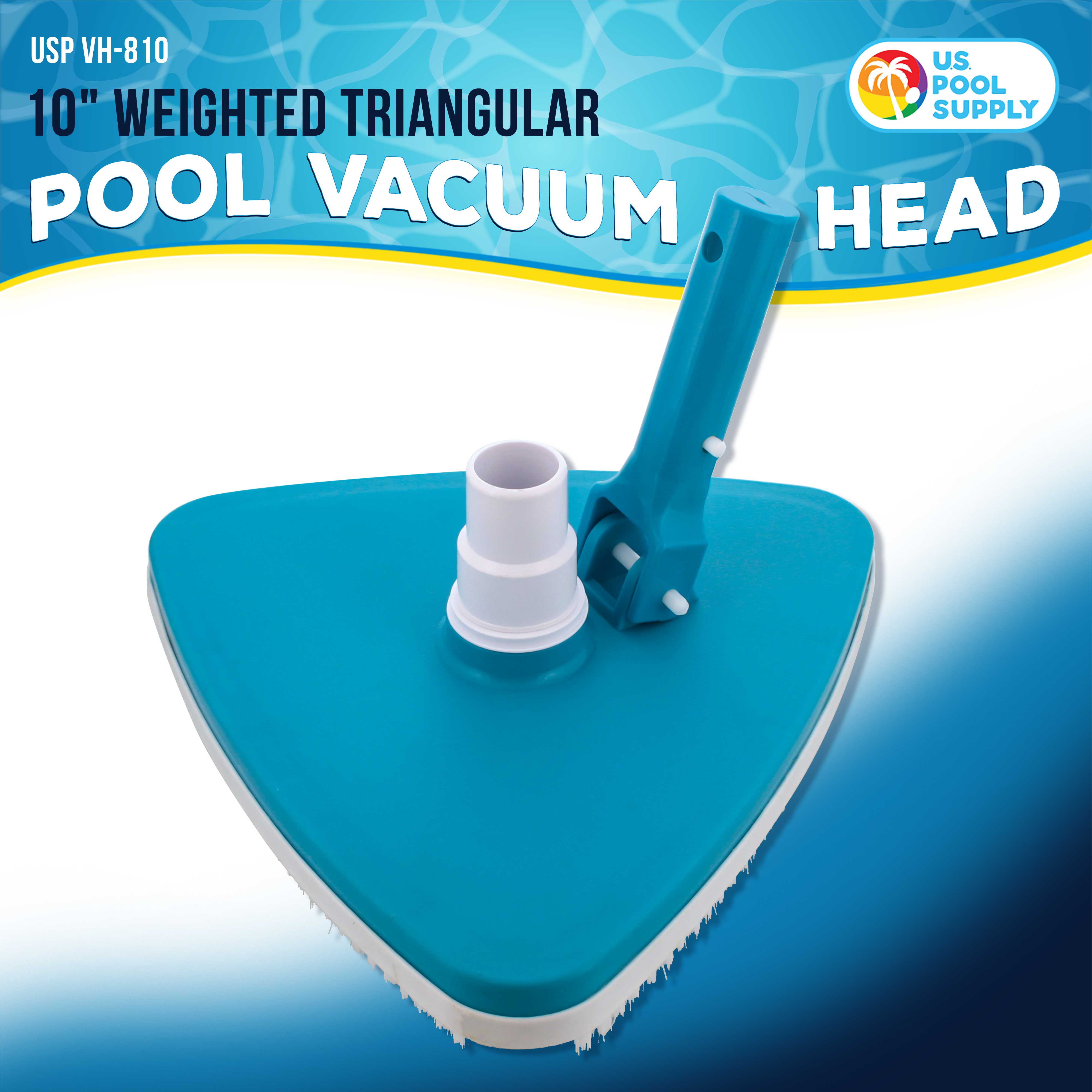 Heavy Duty Weighted Triangular Pool Vacuum Head with Swivel Connection & Pole Handle - Universal Fit for Above Ground and In-Ground Swimming Pools | Durable Pool Cleaning Accessory with Protective Bumper for Easy Maintenance