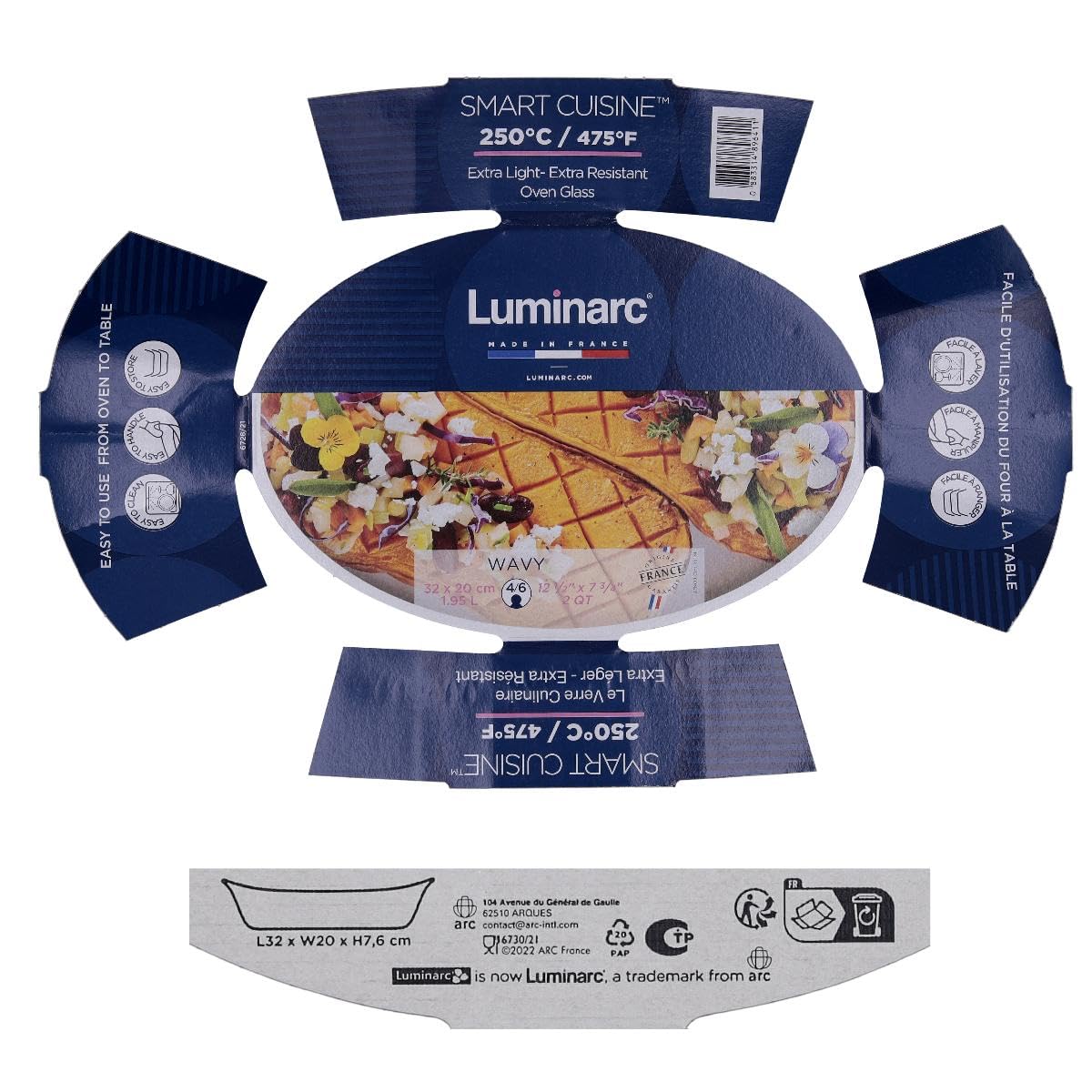 Luminarc Smart Cuisine Oven-Safe Baking Dish Set - Durable Glass Cookware for Baking, Roasting & Serving - Perfect for Casseroles, Lasagna, and Family Dinners