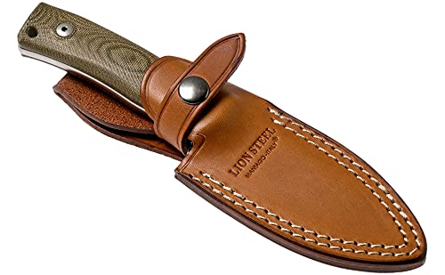 LionSTEEL M4 Fixed Blade Hunting Knife with FatCarbon Glow in Dark Carbon Fiber Handle - M390 Steel Blade, Full Tang Construction & Triple Stitched Leather Sheath | Perfect for Outdoor Camping, Survival, Bushcraft & Tactical Use | KAVISO Exclusive