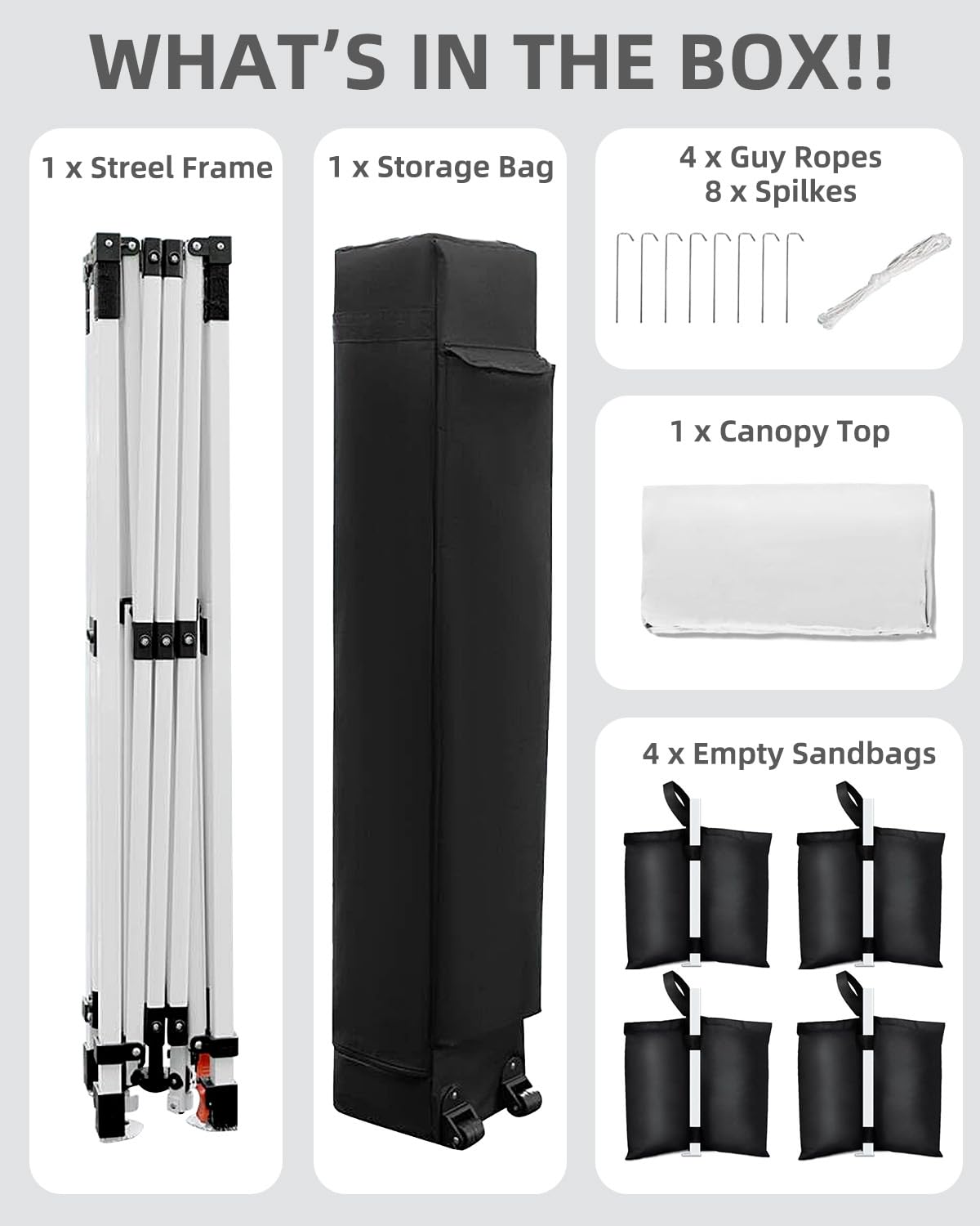 10x10 Pop Up Canopy Tent - Instant One-Button Setup Portable Shelter with Carry Bag - Adjustable Height 3 Positions & 4 Sandbags - Perfect for Camping, Beach, Backyard Parties, Sports Events, and Outdoor Gatherings - White