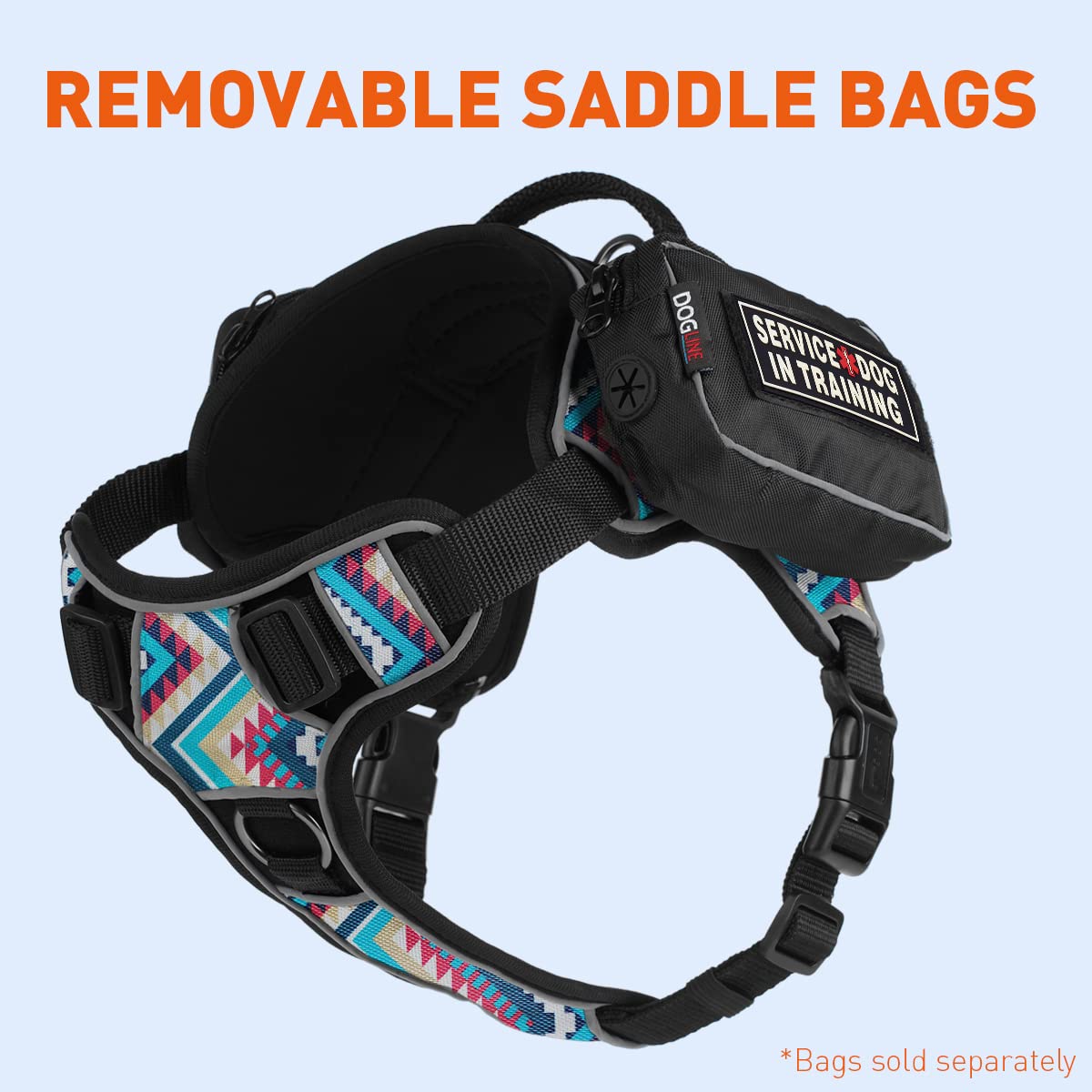 No-Pull Dog Harness with Reflective Vest - Adjustable 18-22 inch Aztec Design, Quick Release Buckles & Handle - Perfect for Training, Walking & Outdoor Adventures