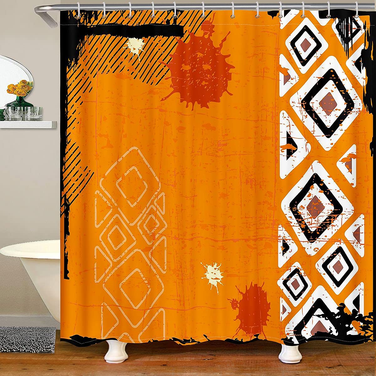 Feelyou Bohemian Geometric Shower Curtain - 72x84 Inches Waterproof Bathroom Decor for Stalls & Bathtubs, Ethnic Tribal Print Vintage Design for Kids Teens Boys Girls - Perfect for Boho Chic, Retro & Eclectic Bathroom Styles